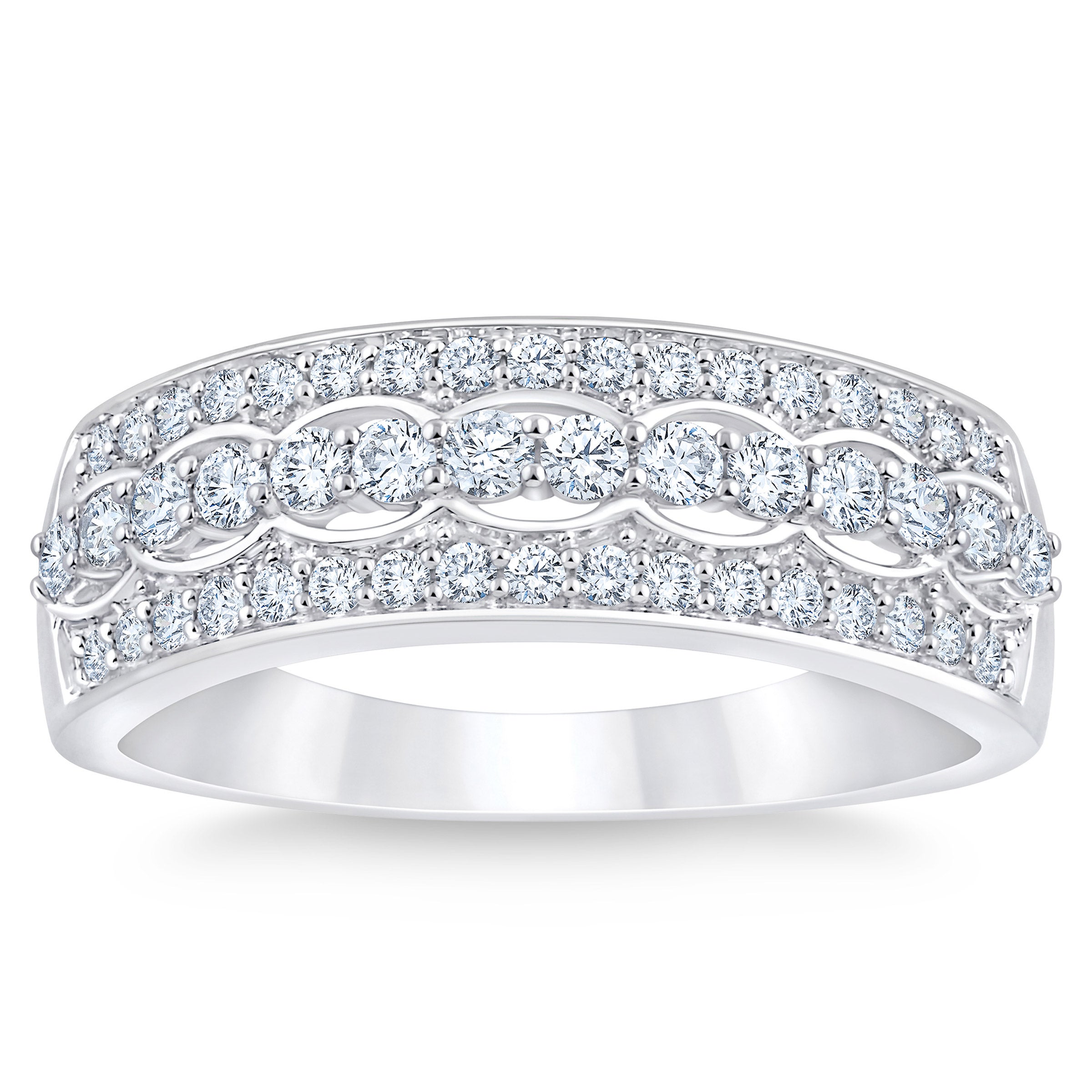14KT WHITE GOLD VS2 I 0.50CTW ROUND DIAMOND BAND - Image 1