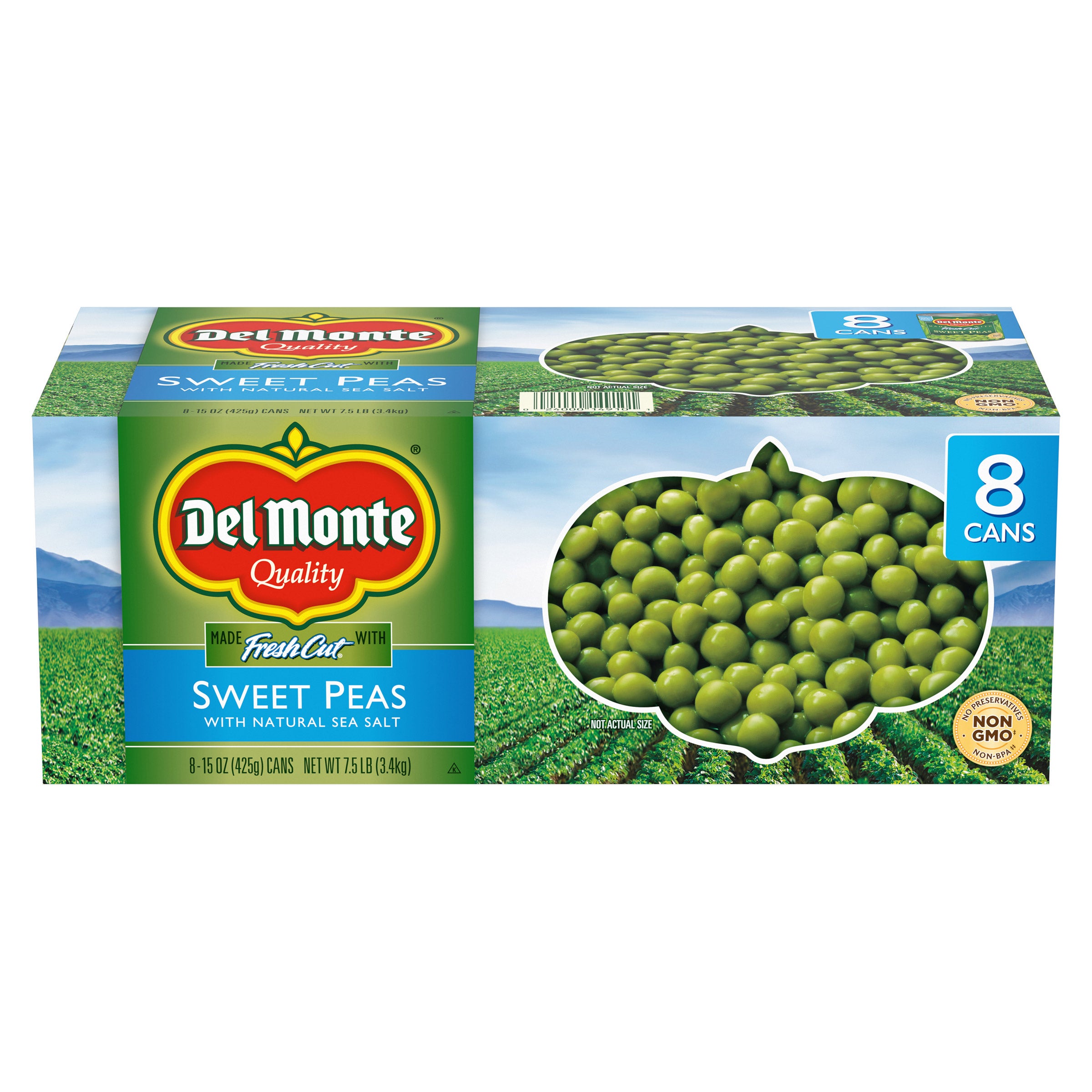 DEL MONTE SWEET PEAS W/SEASALT 8/15 OZ