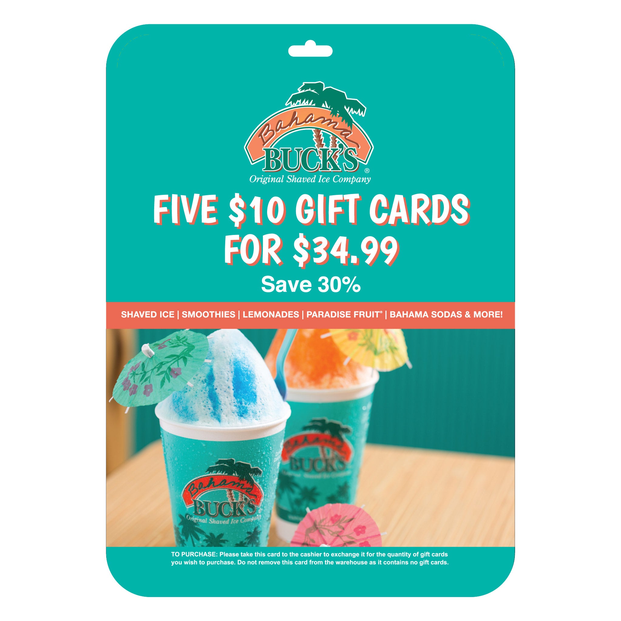 BAHAMA BUCK'S 5 / $10 GIFT CARDS ITEM IS NON-REFUNDABLE - Image 1