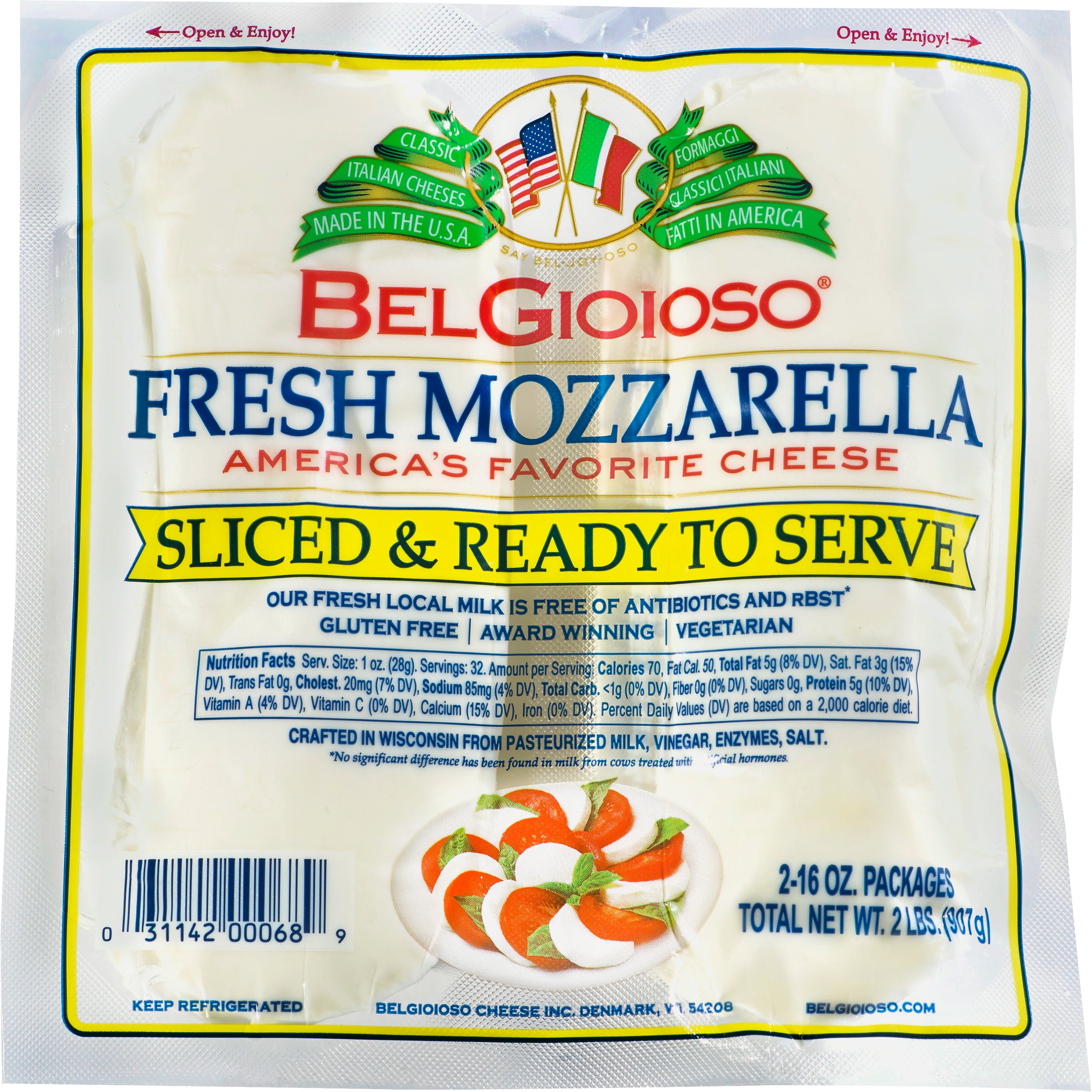 BEL GIOIOSO SLICED MOZZARELLA 2/16 OZ (2 LBS)