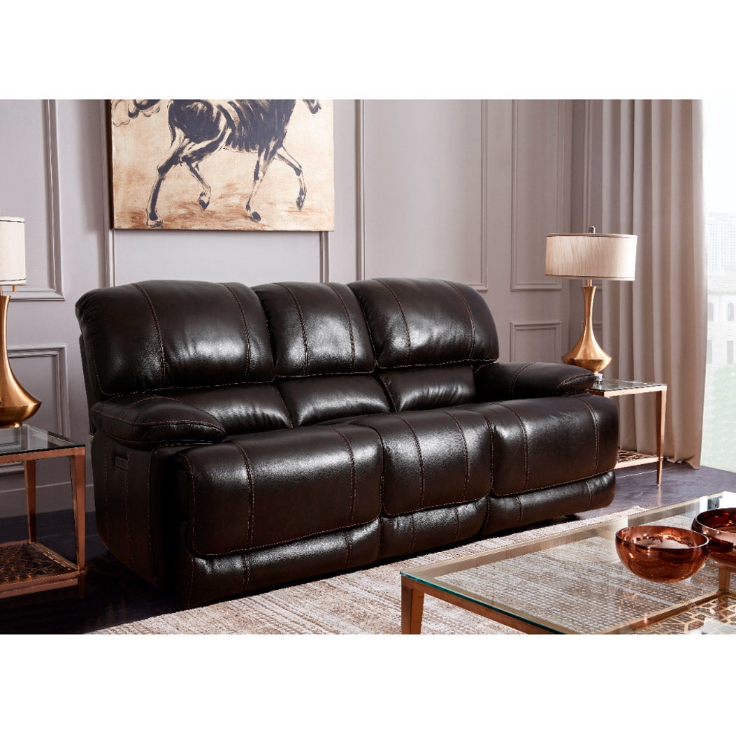 LEATHER POWER RECLINING SOFA WITH POWER HEADREST