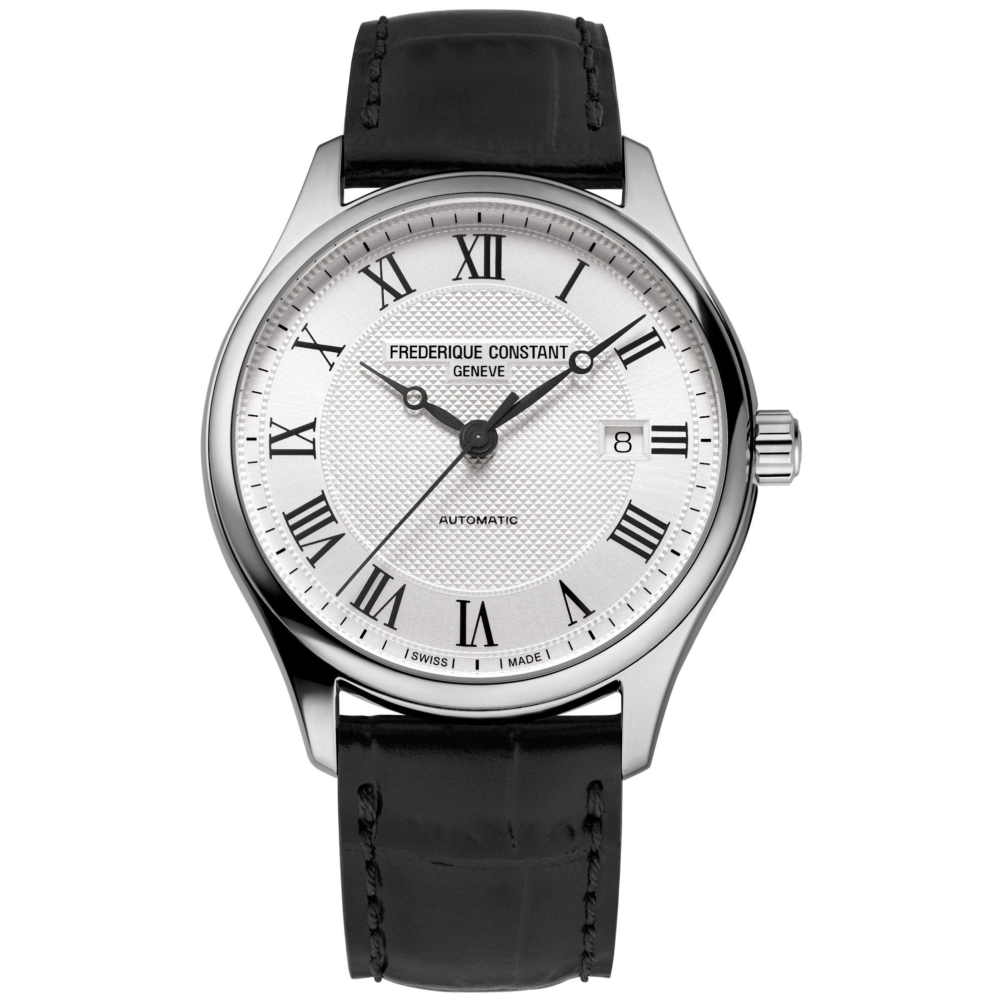 FREDERIQUE CLASSIC BLACK LEATHER STRAP AUTOMATIC MENS WATCH