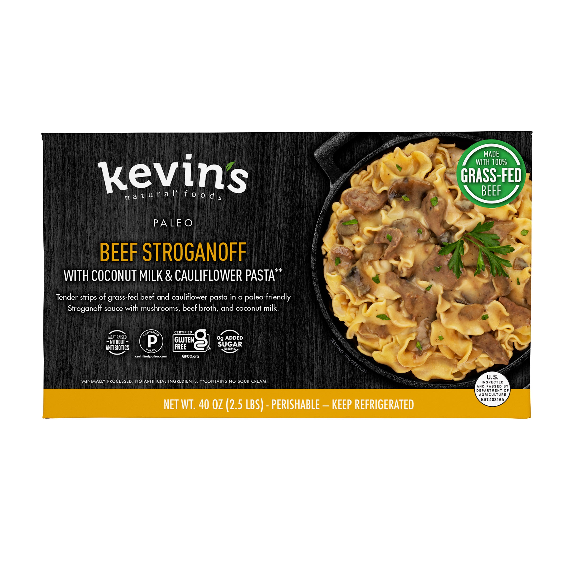 KEVIN'S GRASSFED BEEF STROGANOFF W/ CAULI NOODLES 40 OZ