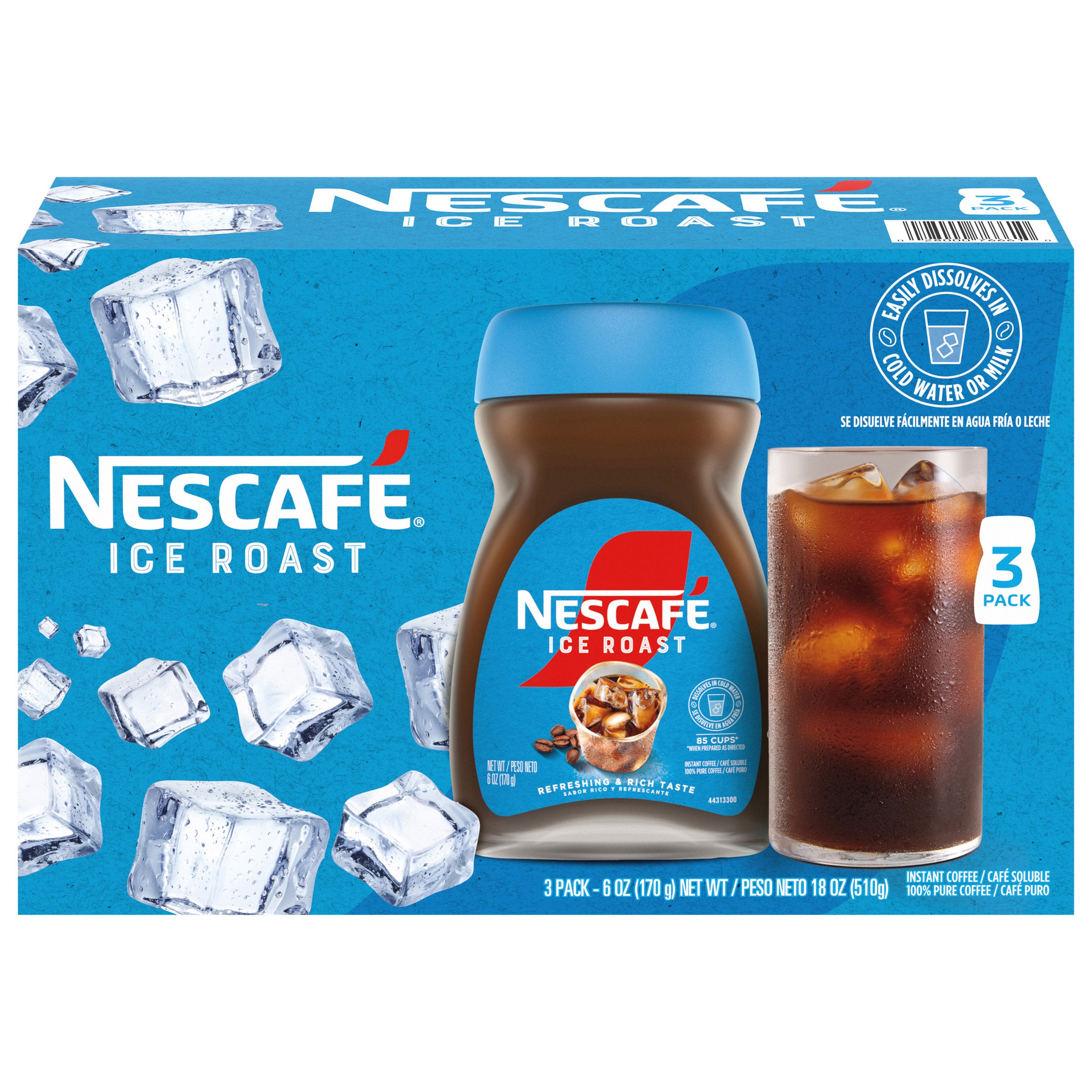NESCAFE ICE ROAST INSTANT COFFEE 3 PACK 6 OUNCES EA