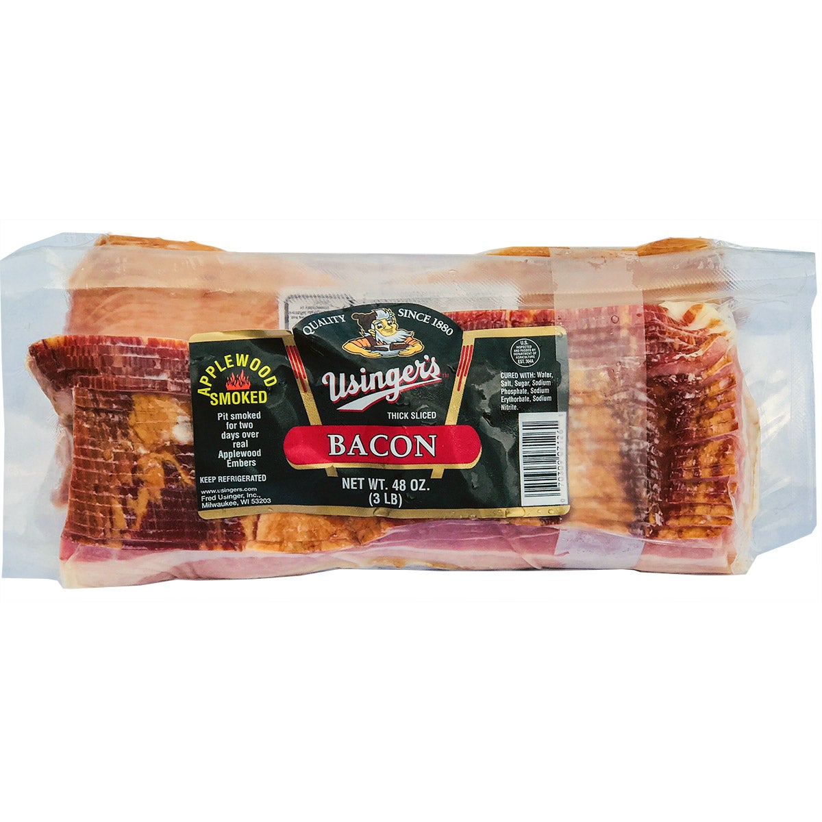 USINGER'S APPLEWOOD BACON 3/1 POUND PACKAGES