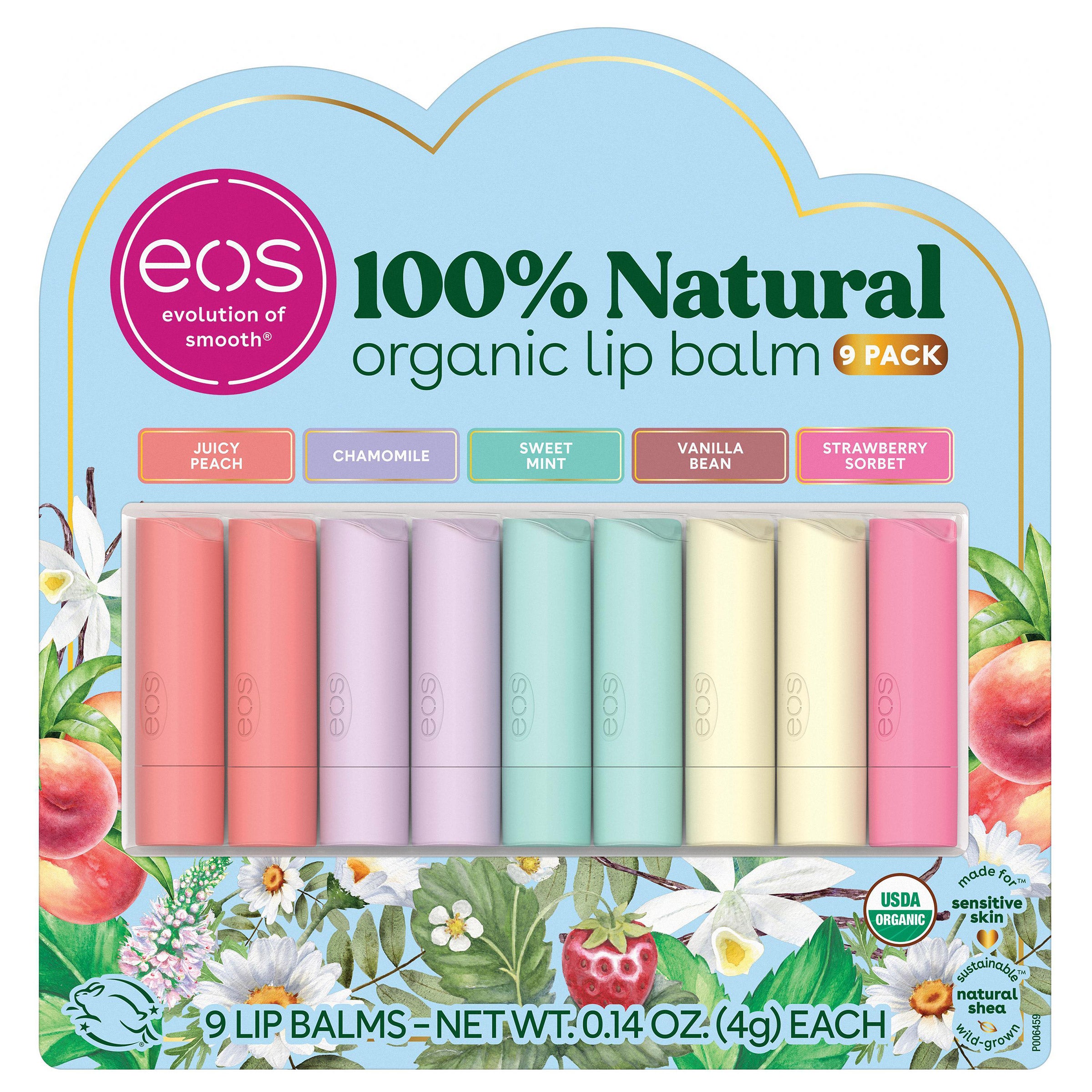 EOS ORGANIC LIP BALM 9CT STICKS ASST FLAVOR