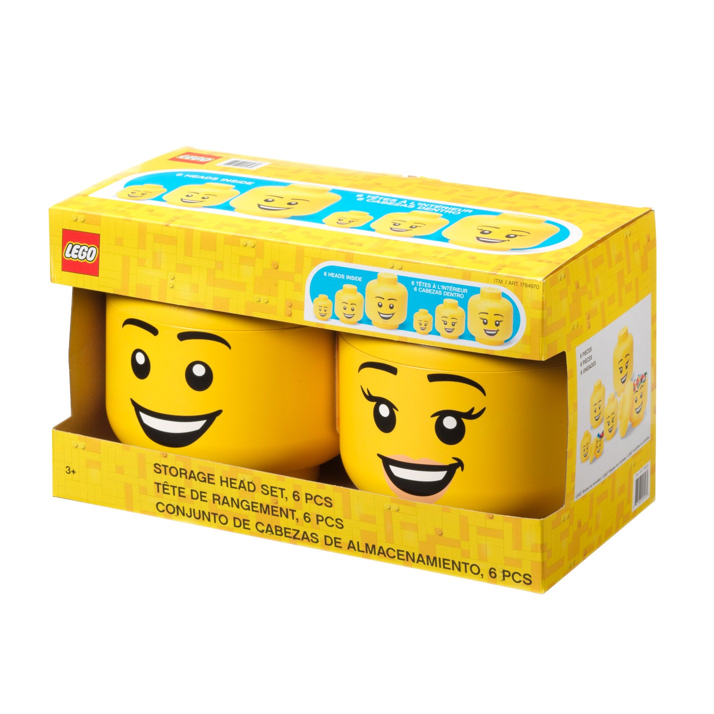 LEGO STORAGE HEAD SET 2 LARGE, 2 SMALL, 2 MINI - Image 1