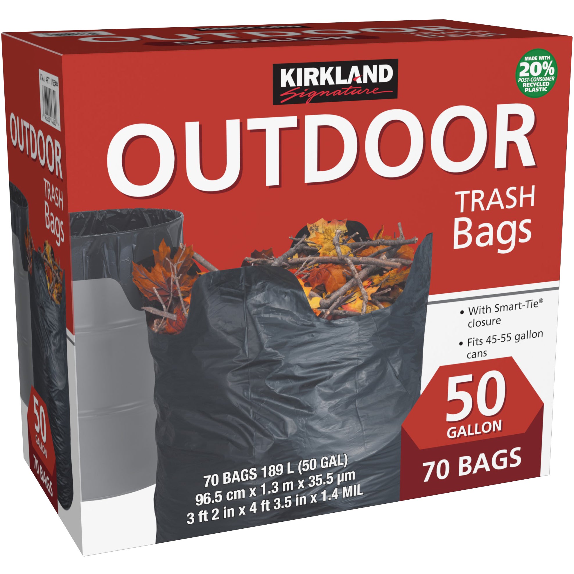 KIRKLAND SIGNATURE TRASH BAG 20% PCR 70CT 50 GALLON - Image 1