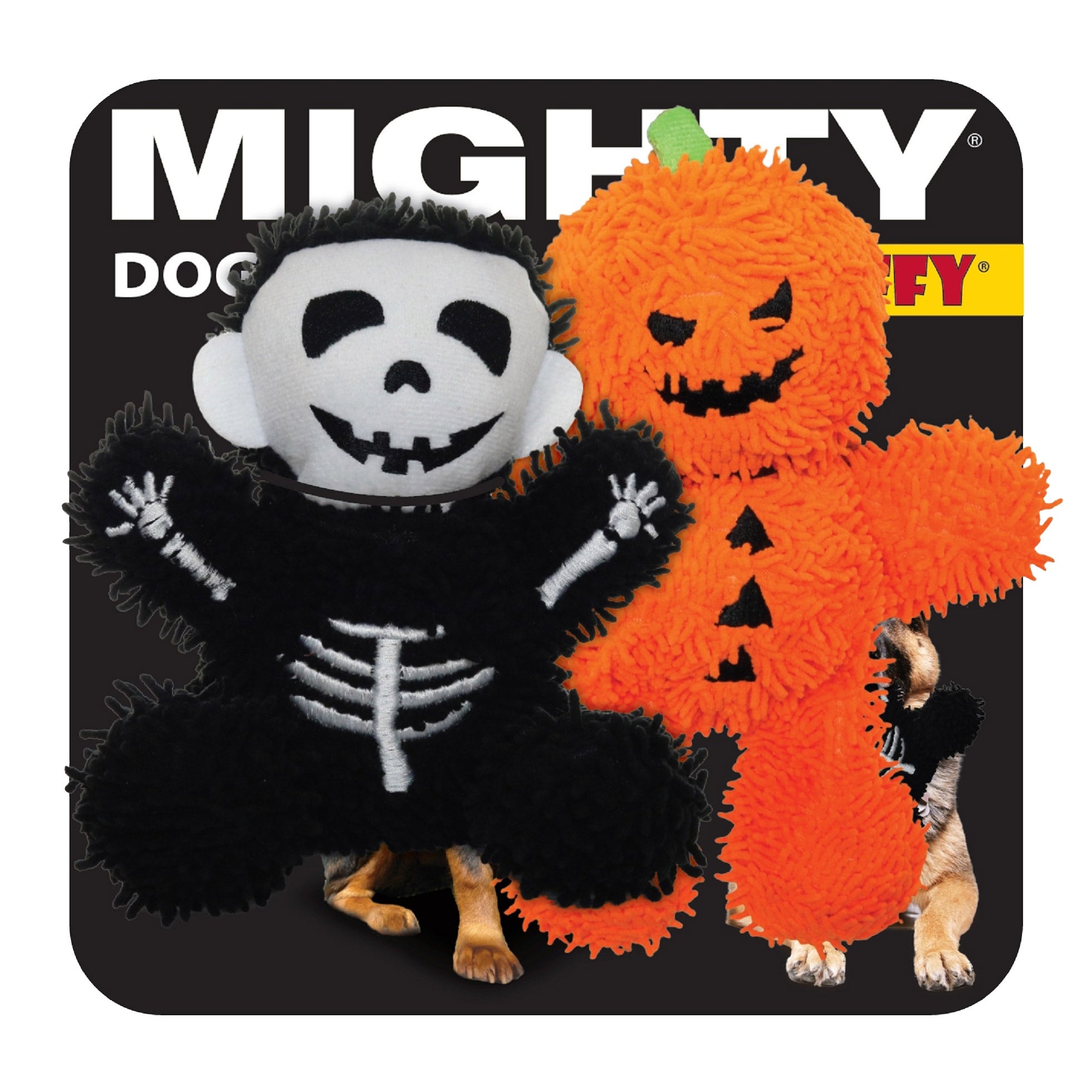 MIGHTY MICROFIBER SKELETON & PUMPKIN 2 PACK DOG TOY