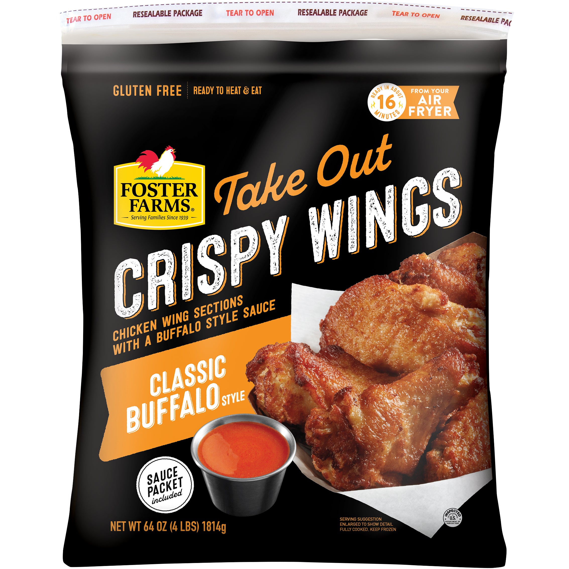FOSTER FARMS BUFFALO CRISPY WINGS 4 LB BAG - Image 1