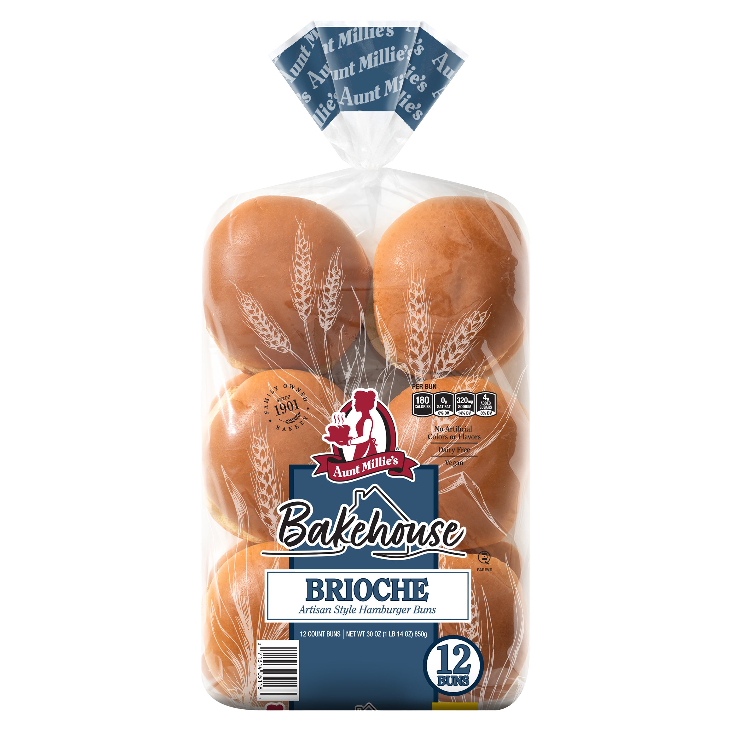 AUNT MILLIES BAKEHOUSE BRIOCHE BUNS 12 COUNT PACKAGE