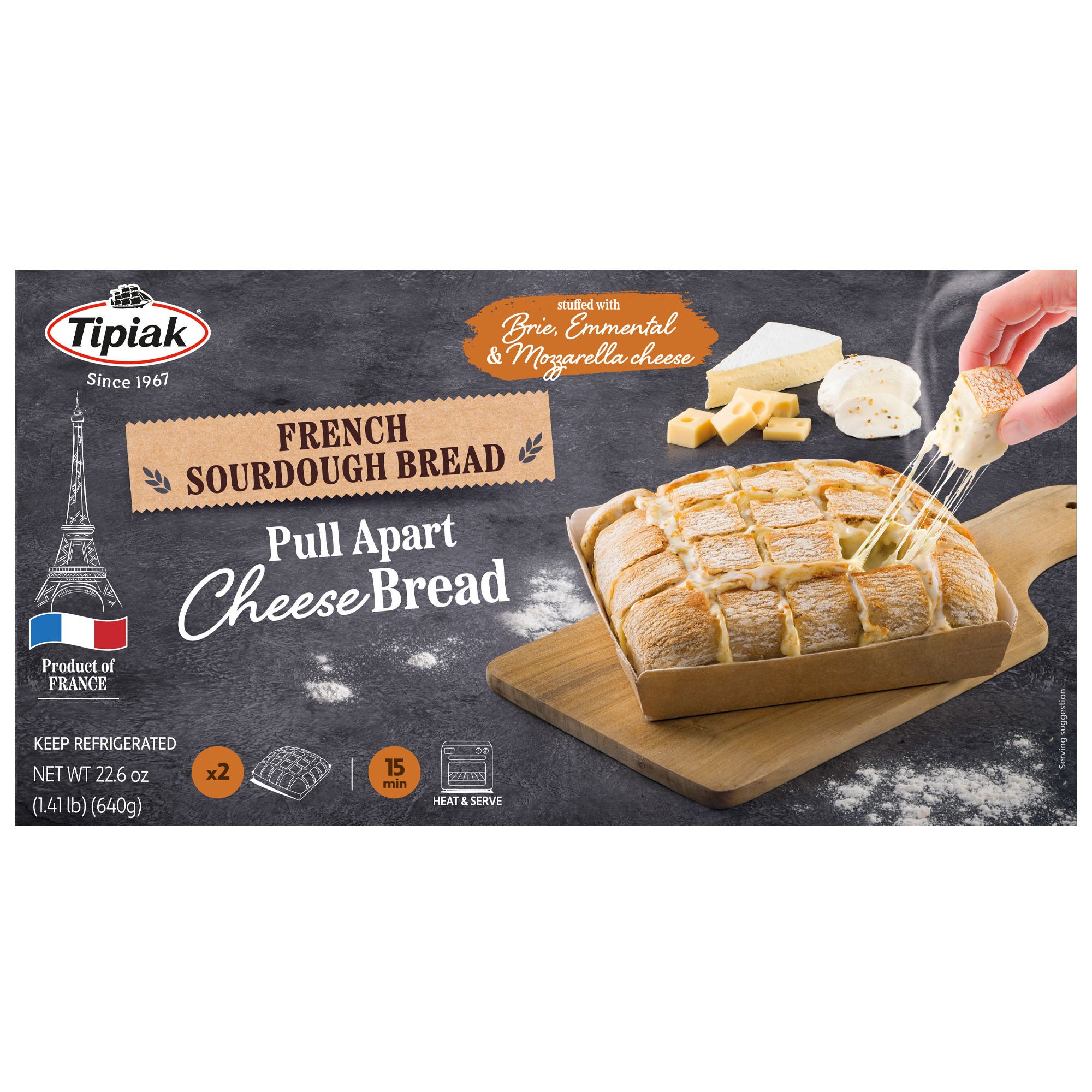 TIPIAK PULL APART CHEESE BREAD 1.41 LBS - Image 1