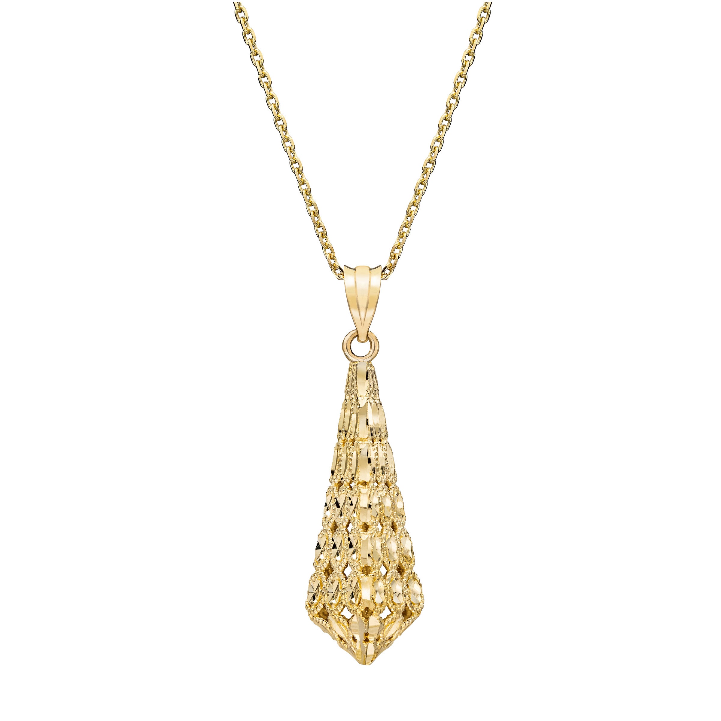 14KT YELLOW GOLD DIMENSIONAL GEOMETRIC PENDANT 18¨ CHAIN - Image 1