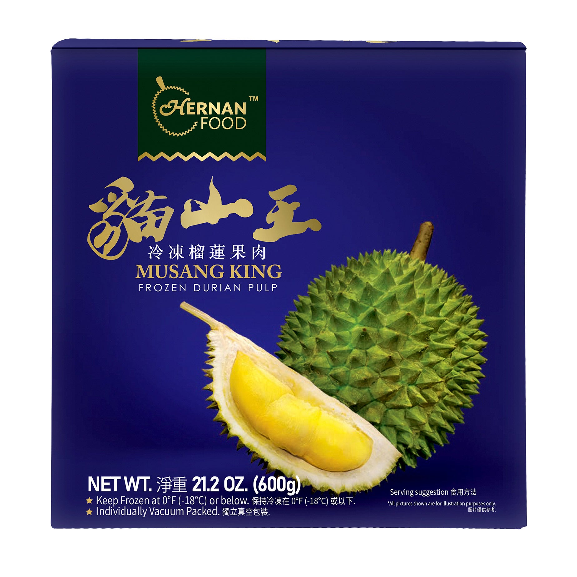 HERNAN FOOD MUSANG KING DURIAN 600G (1.32 LBS)