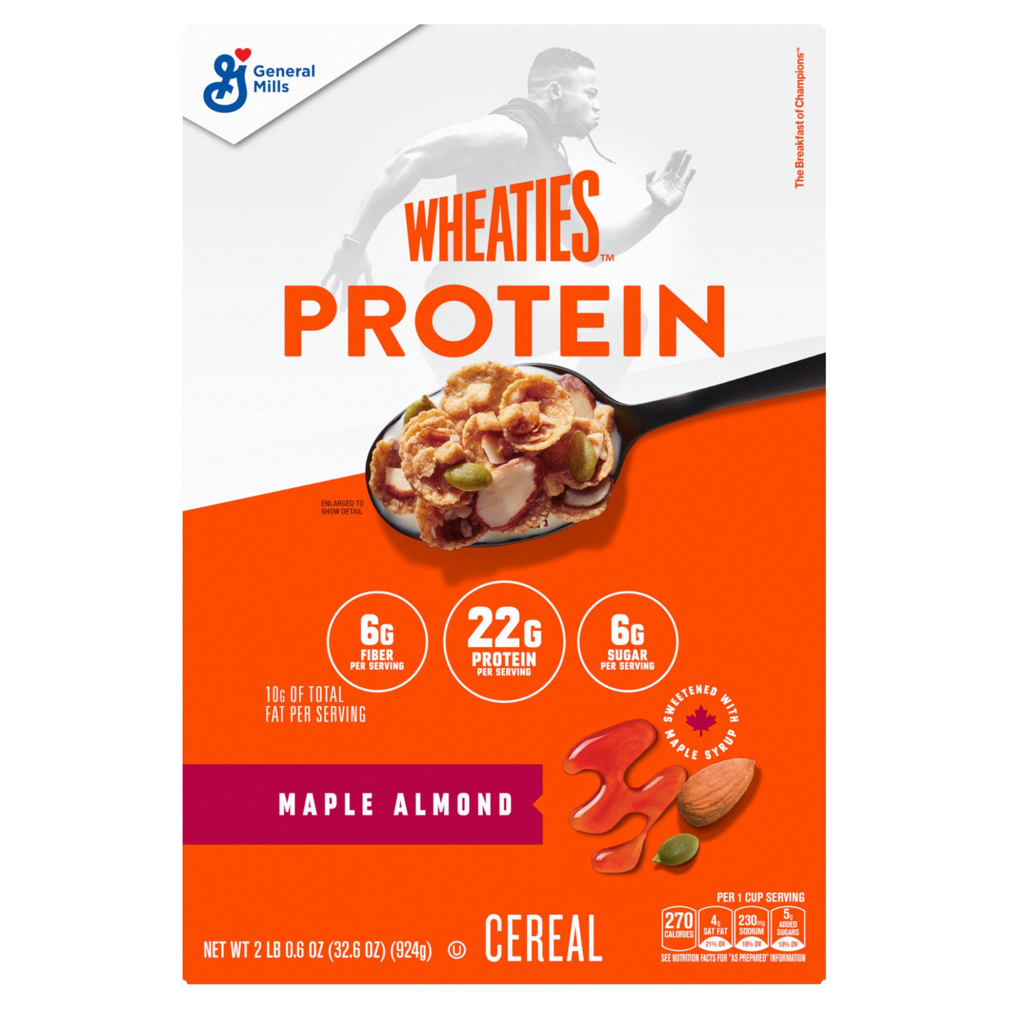 WHEATIES PROTEIN MAPLE ALMOND CEREAL 32.6 OZ - Image 1