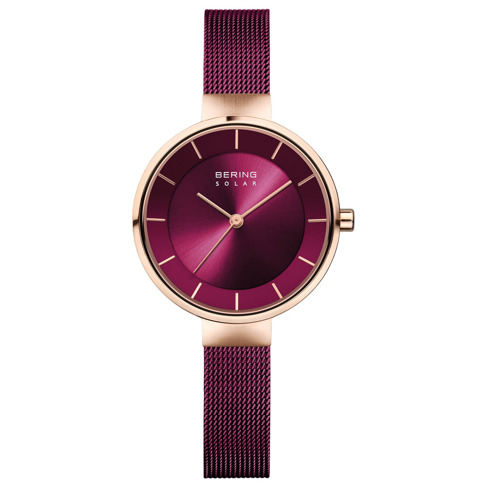 BERING SOLAR PURPLE MILANESE MESH LADIES WATCH