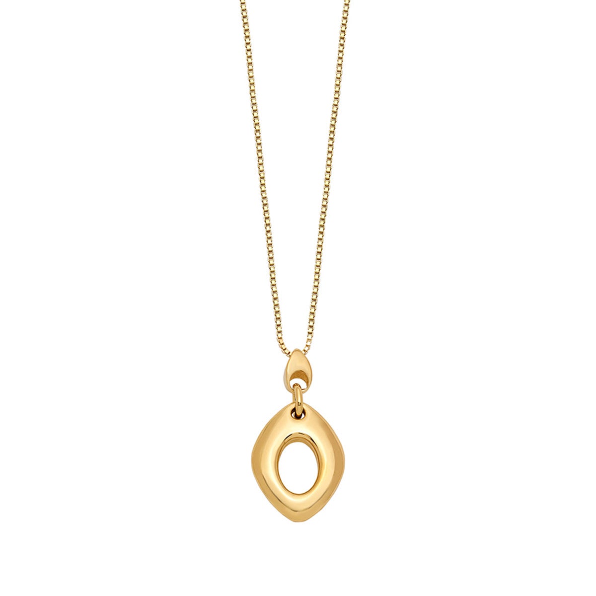 14KT YELLOW GOLD 18" DIAMOND SHAPE PENDANT MADE IN ITALY - Image 1