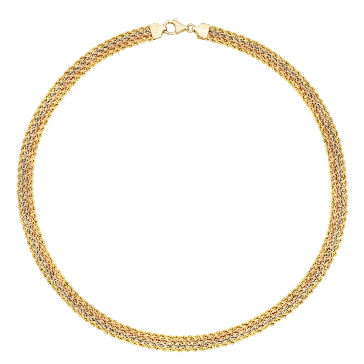 14KT TRI-COLOR GOLD 18¨ ROPE NECKLACE MADE IN ITALY - Image 1