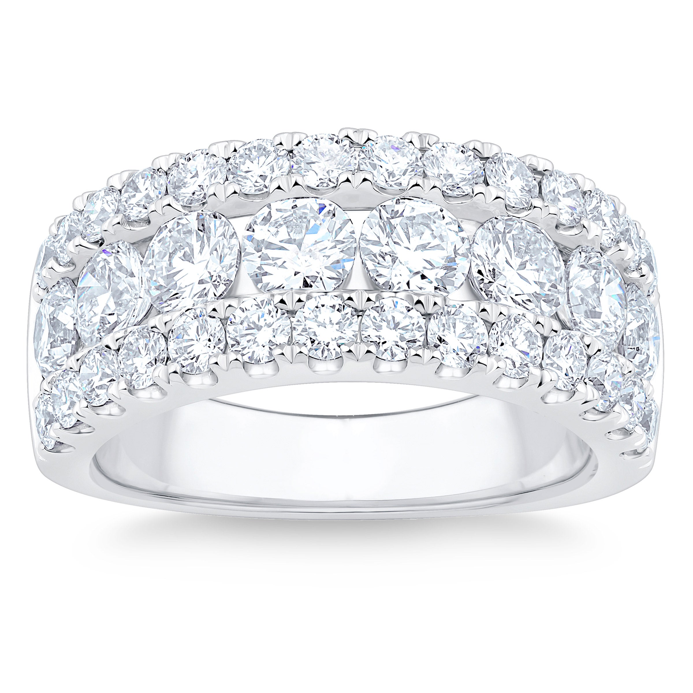 PLATINUM VS2 I 3.00CTW ROUND DIAMOND 3 ROW BAND - Image 1