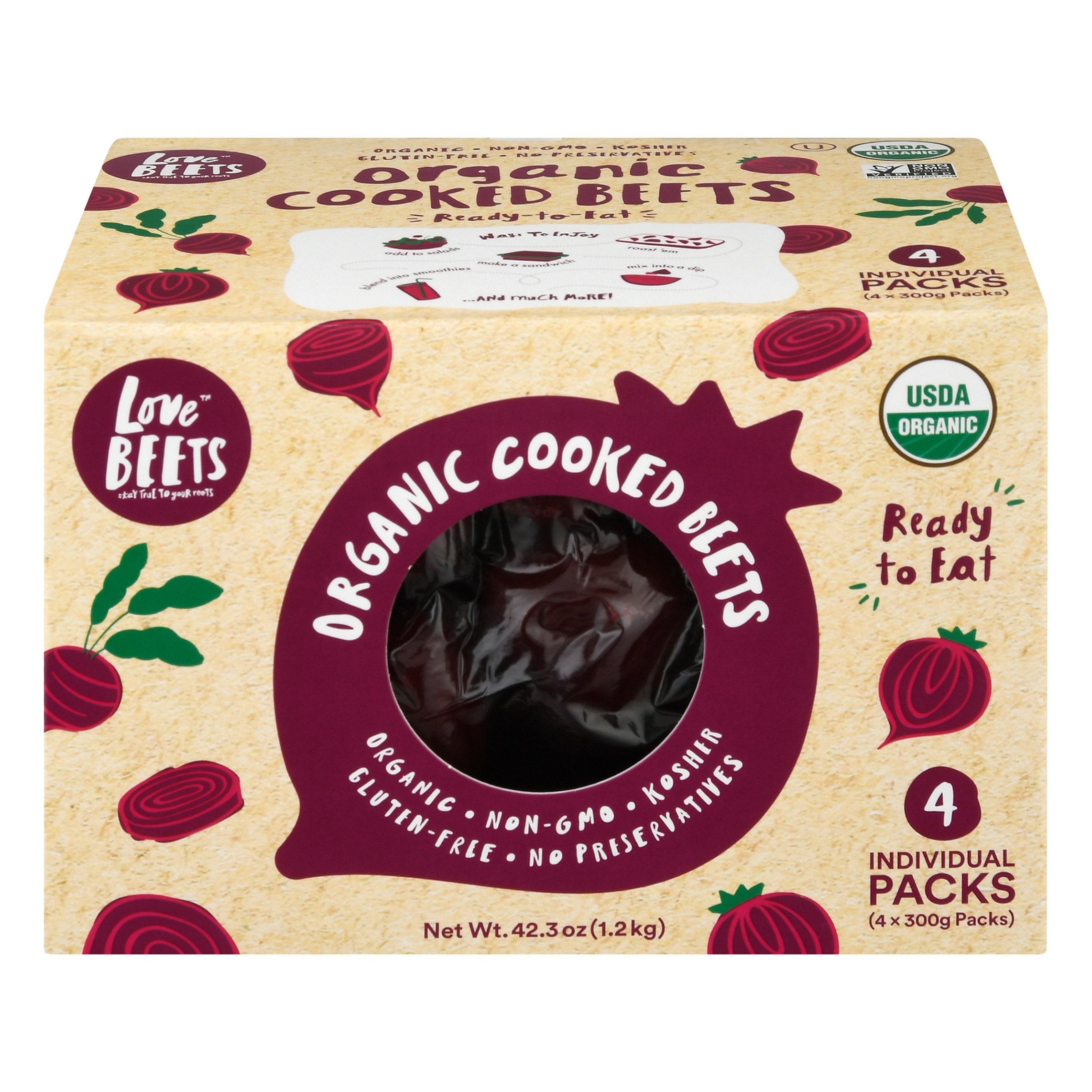 LOVE BEETS ORGANIC COOKED BEETS 4/10.57 OZ