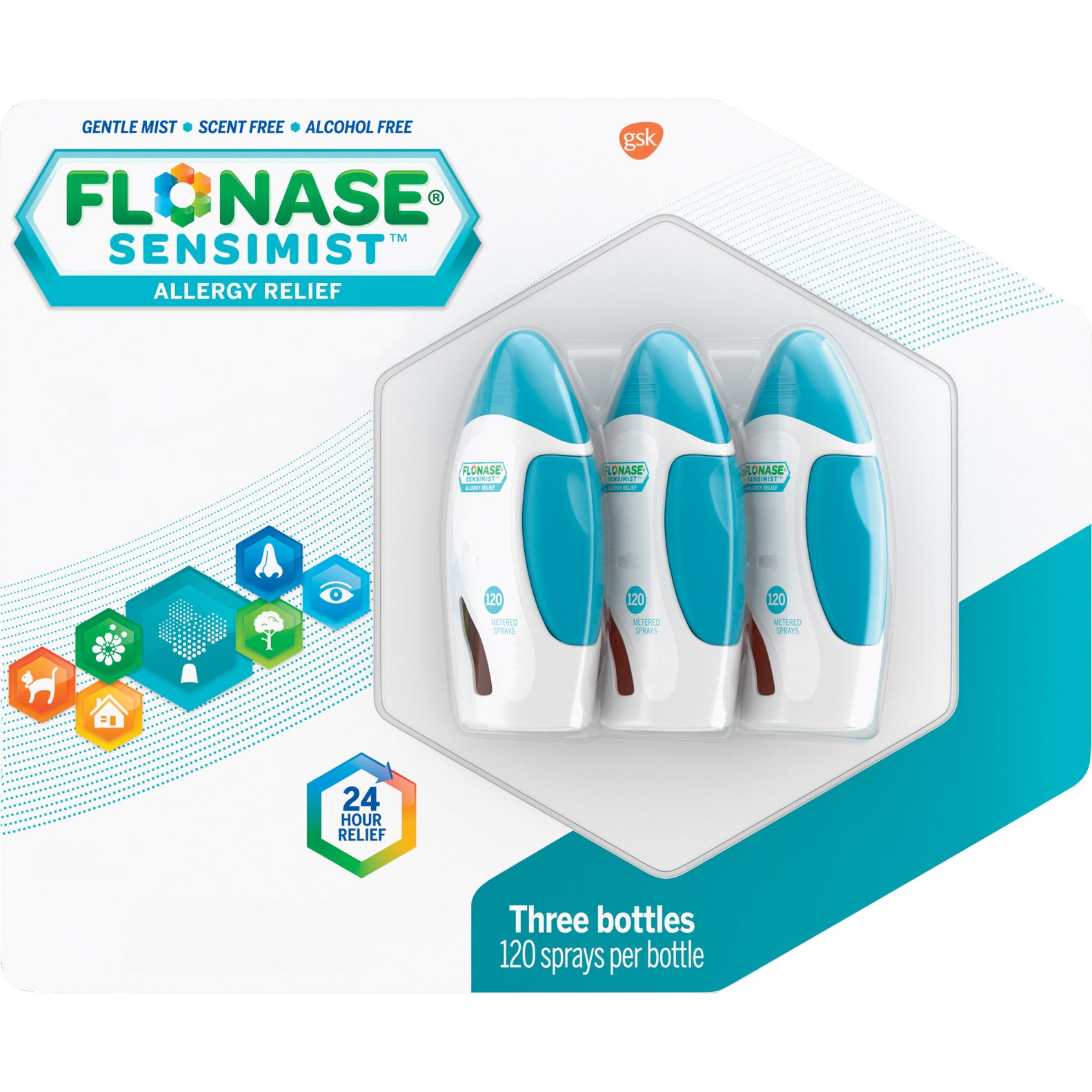 FLONASE SENSIMIST ALLERGY RELIEF 3 X 120 METERED SPRAYS - Image 1