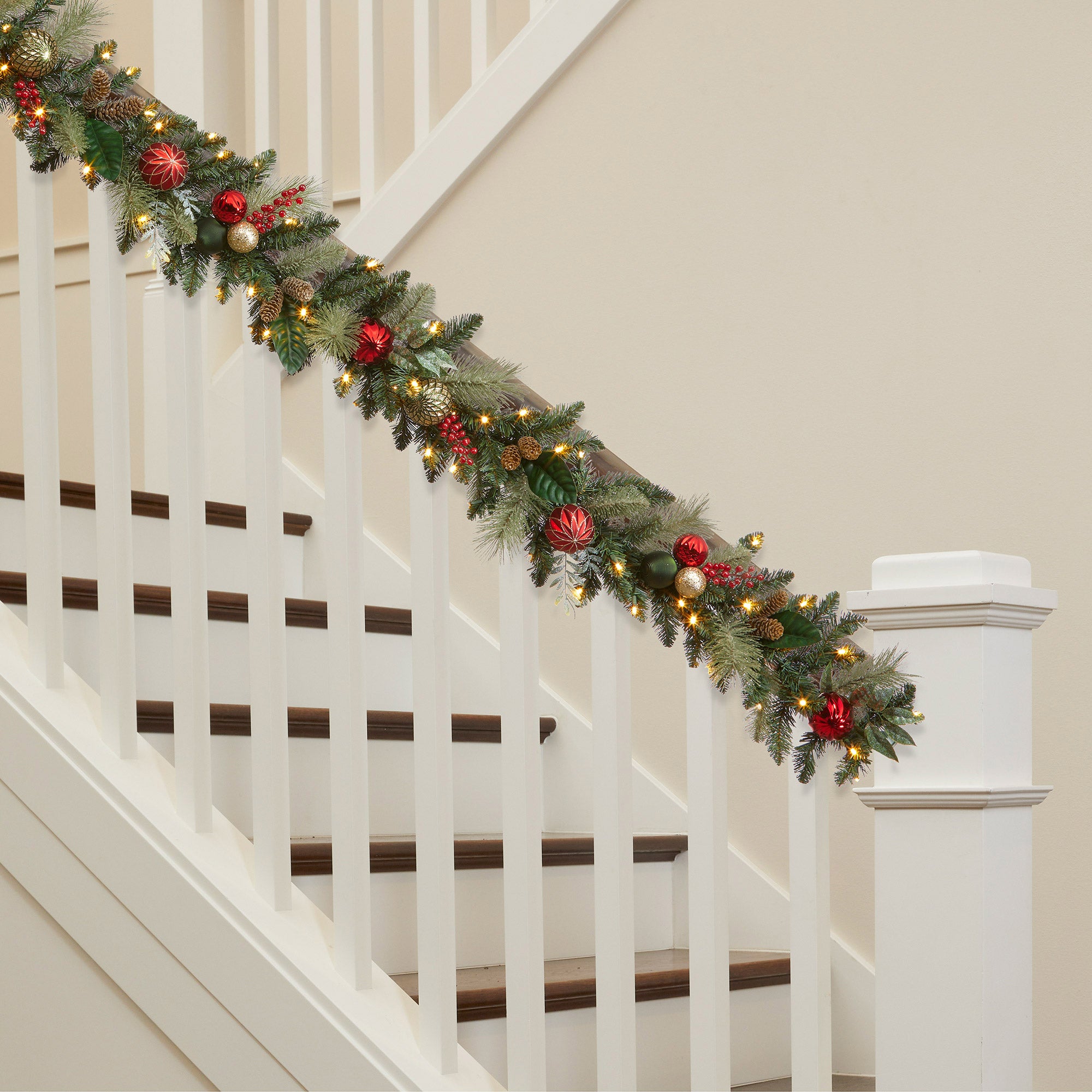 9' DECORATED GARLAND WITH PRE-LIT MICRO LED LIGHTS - Image 1