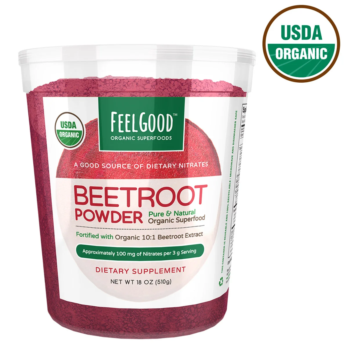 FEELGOOD BEETROOT POWDER USDA ORGANIC 18 OZ