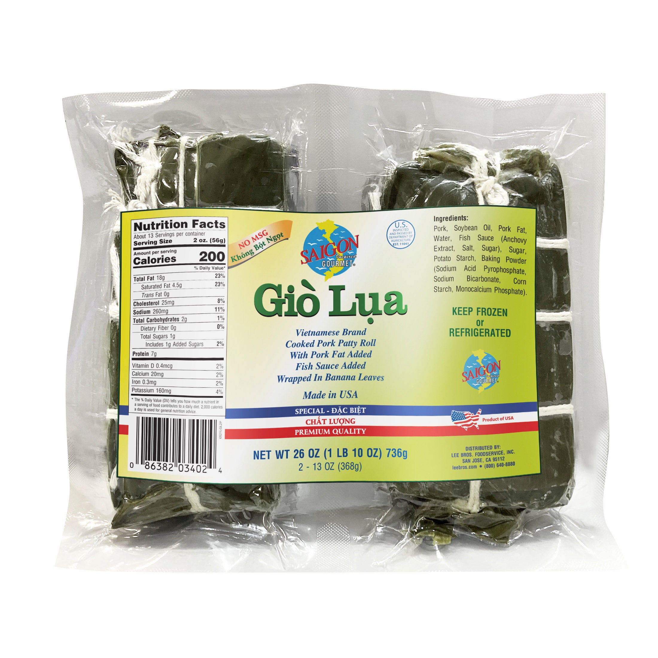 SAIGON GOURMET GIO LUA PORK ROLL 2 COUNT 13 OUNCES EACH