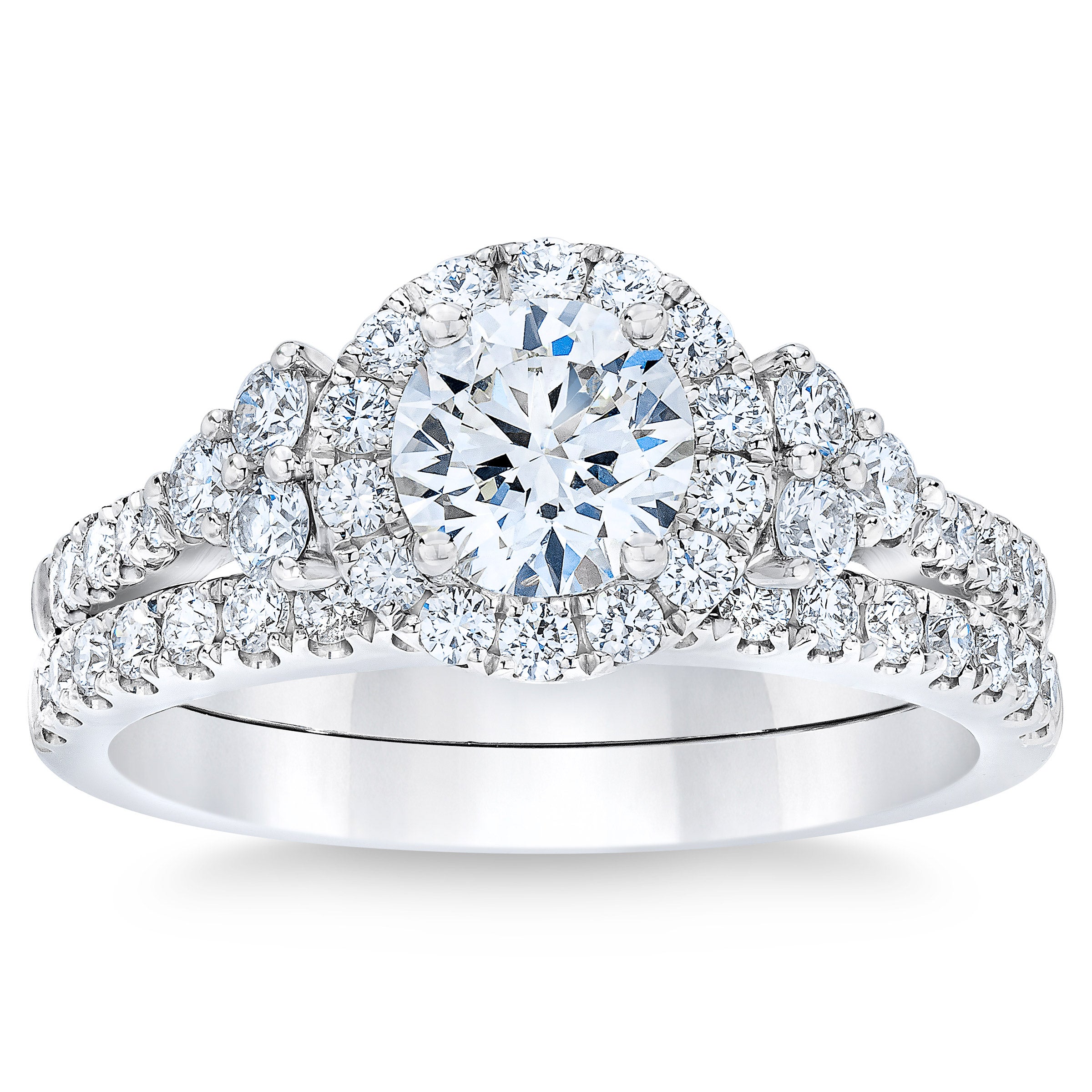 PLATINUM VS2 I 1.47CTW ROUND DIAMOND WEDDING SET (0.70CTR) - Image 1