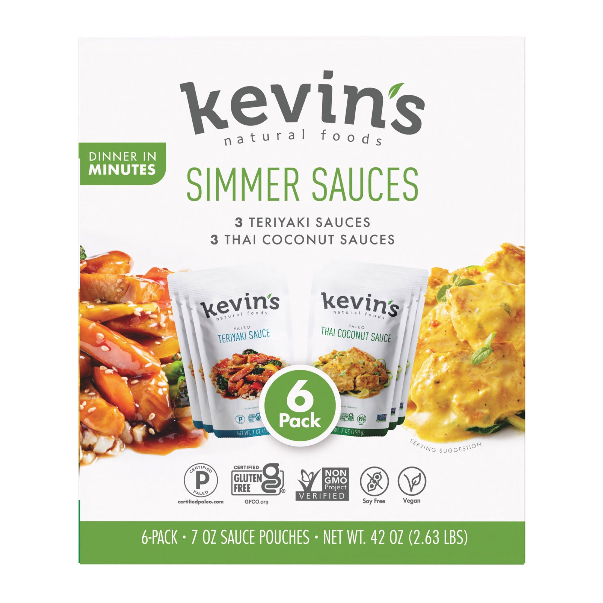 KEVIN'S SIMMER SAUCES COCONUT/TERYAKI 6/7 OZ (2.63LBS) - Image 1
