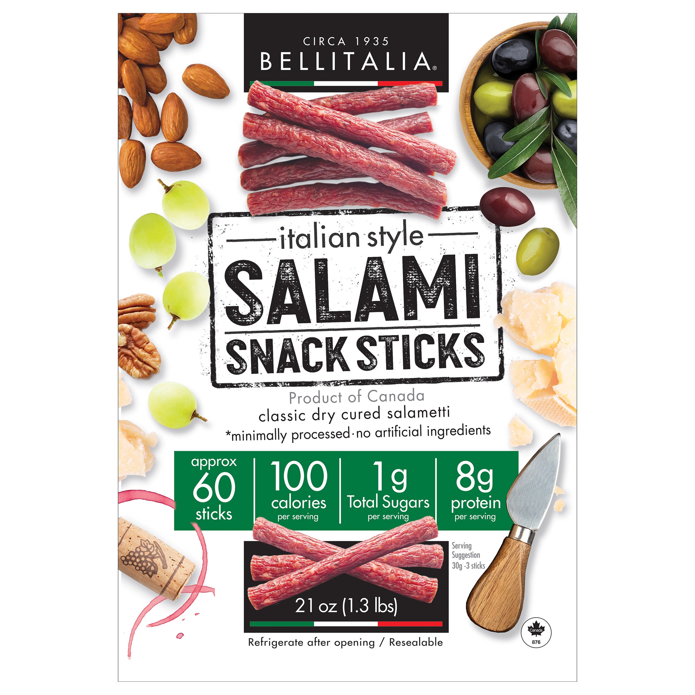 BELLITALIA ITALIAN STYLE SALAMI STICKS 21OZ - Image 1