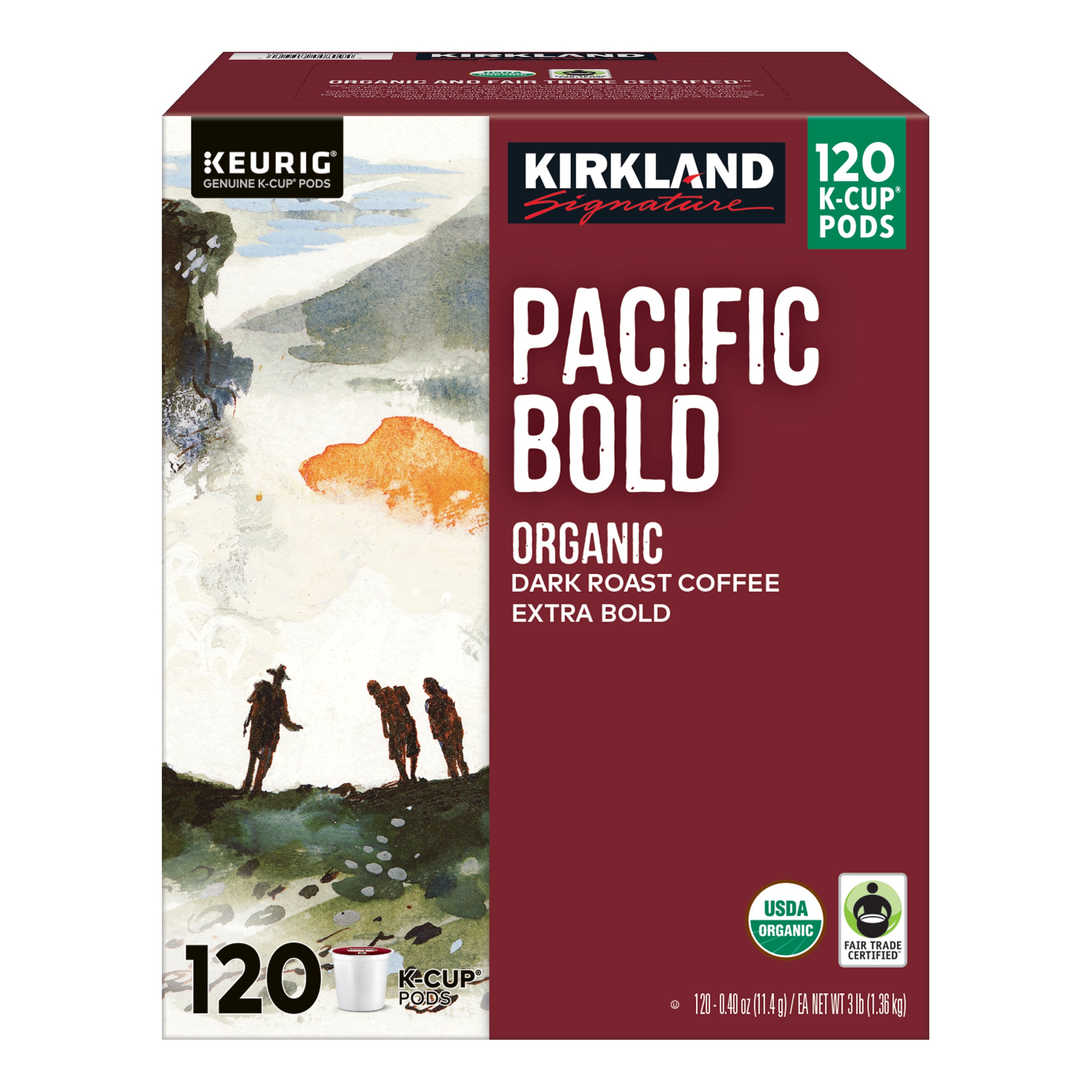 KIRKLAND SIGNATURE PACIFIC BOLD 120 CT ORGANIC K-CUP PODS - Image 1