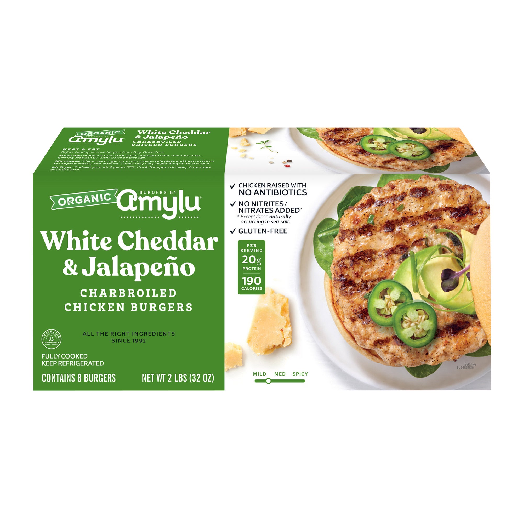 AMYLU ORGANIC JALAPENO CHICKEN BURGER 2 LB