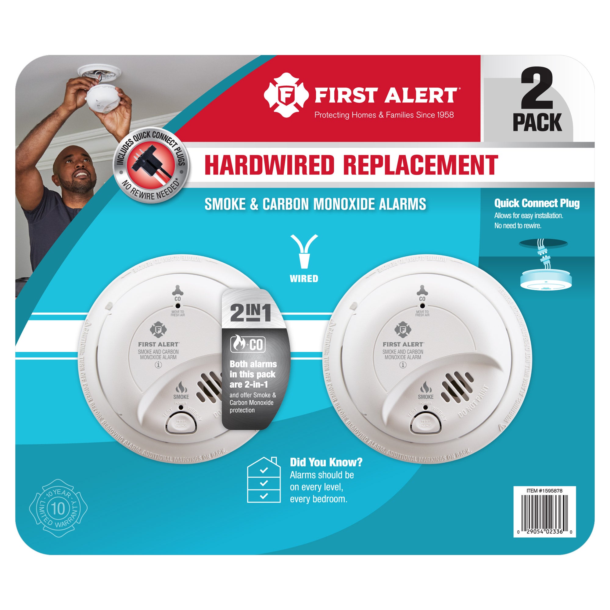 FIRST ALERT HARDWIRED SMOKE/CO ALARM 2-PK
