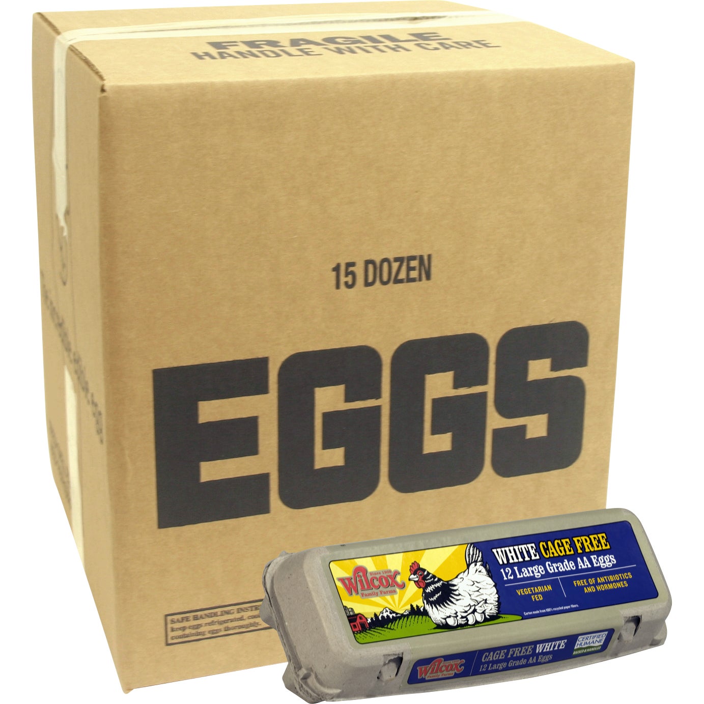 WILCOX CAGE FREE LARGE AA 15/12 CT CARTONS