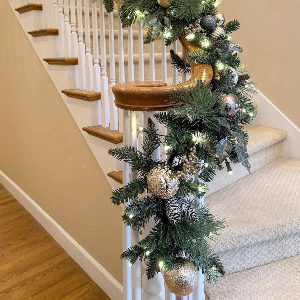 9' DECORATED GARLAND WITH PRE-LIT MICRO LED LIGHTS - Image 1