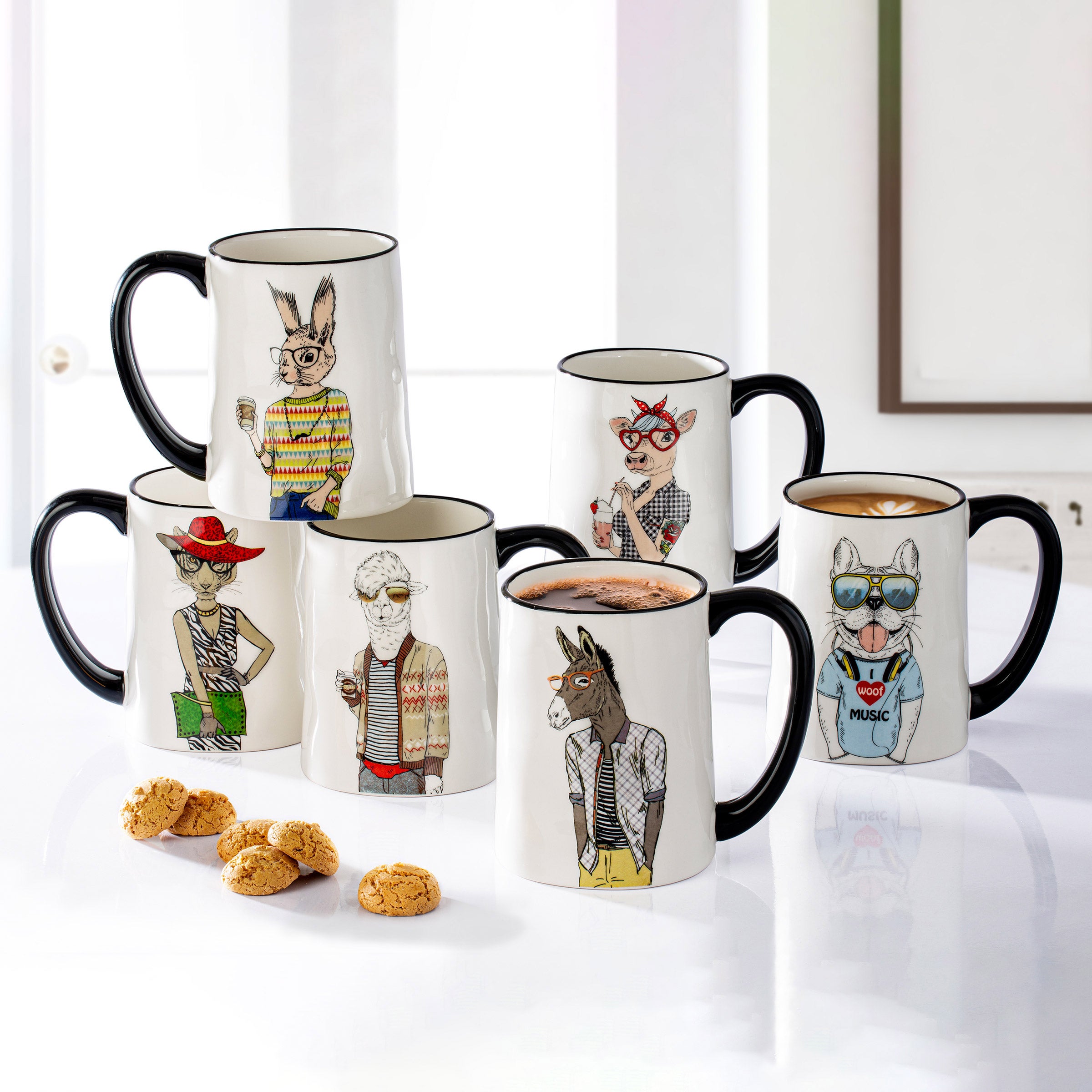 SIGNATURE HOUSE ANIMAL MUGS 6 PACK