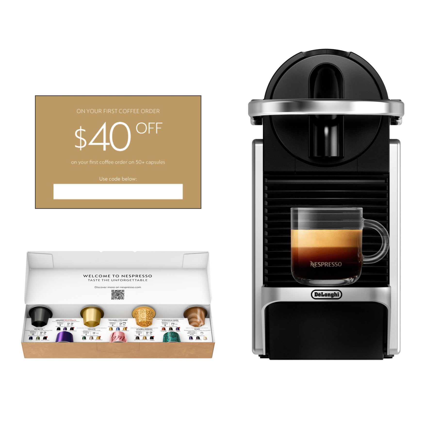 NESPRESSO PIXIE ESPRESSO MACHINE W/ $40 VOUCHER - Image 1