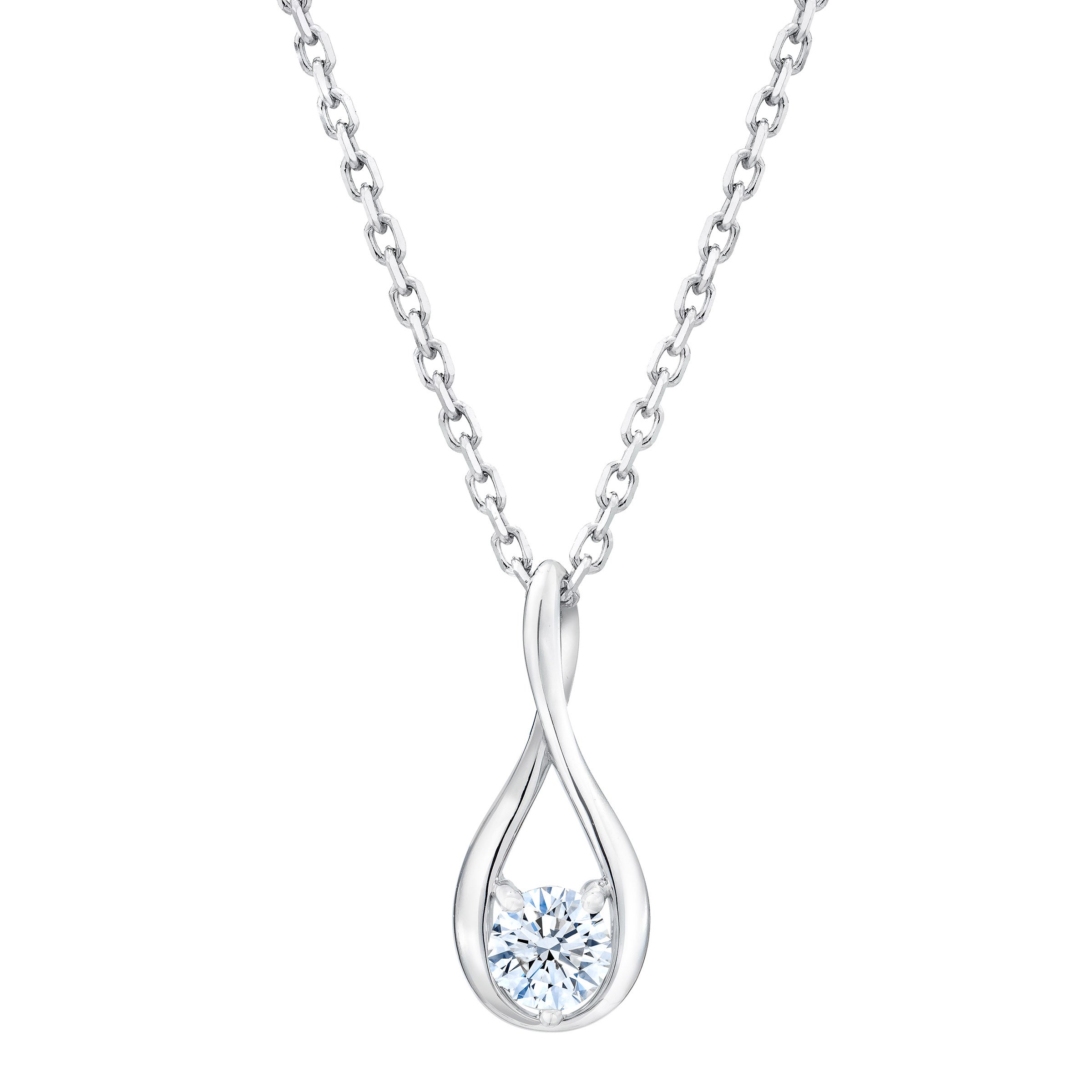 14KT WHITE GOLD VS2 I 0.30CTW ROUND DIAMOND TEAR DROP PENDANT - Image 1