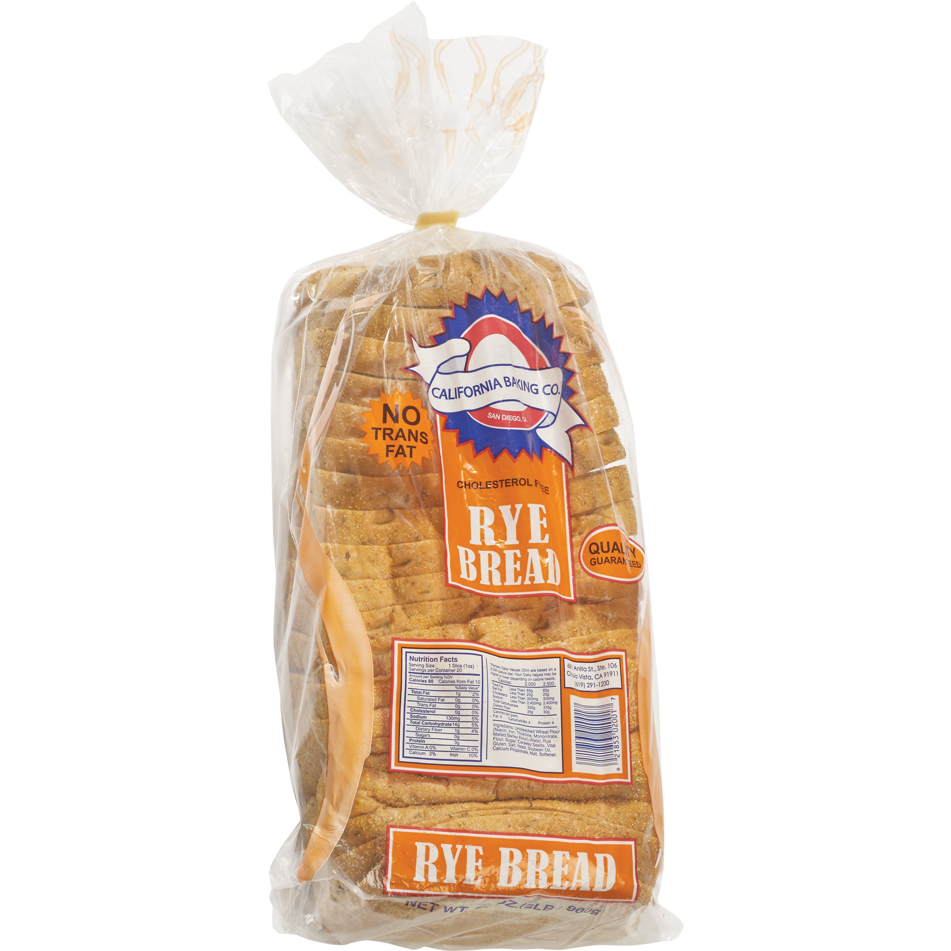 CALIFORNIA BAKING CO. RYE DELI BREAD 2 LB