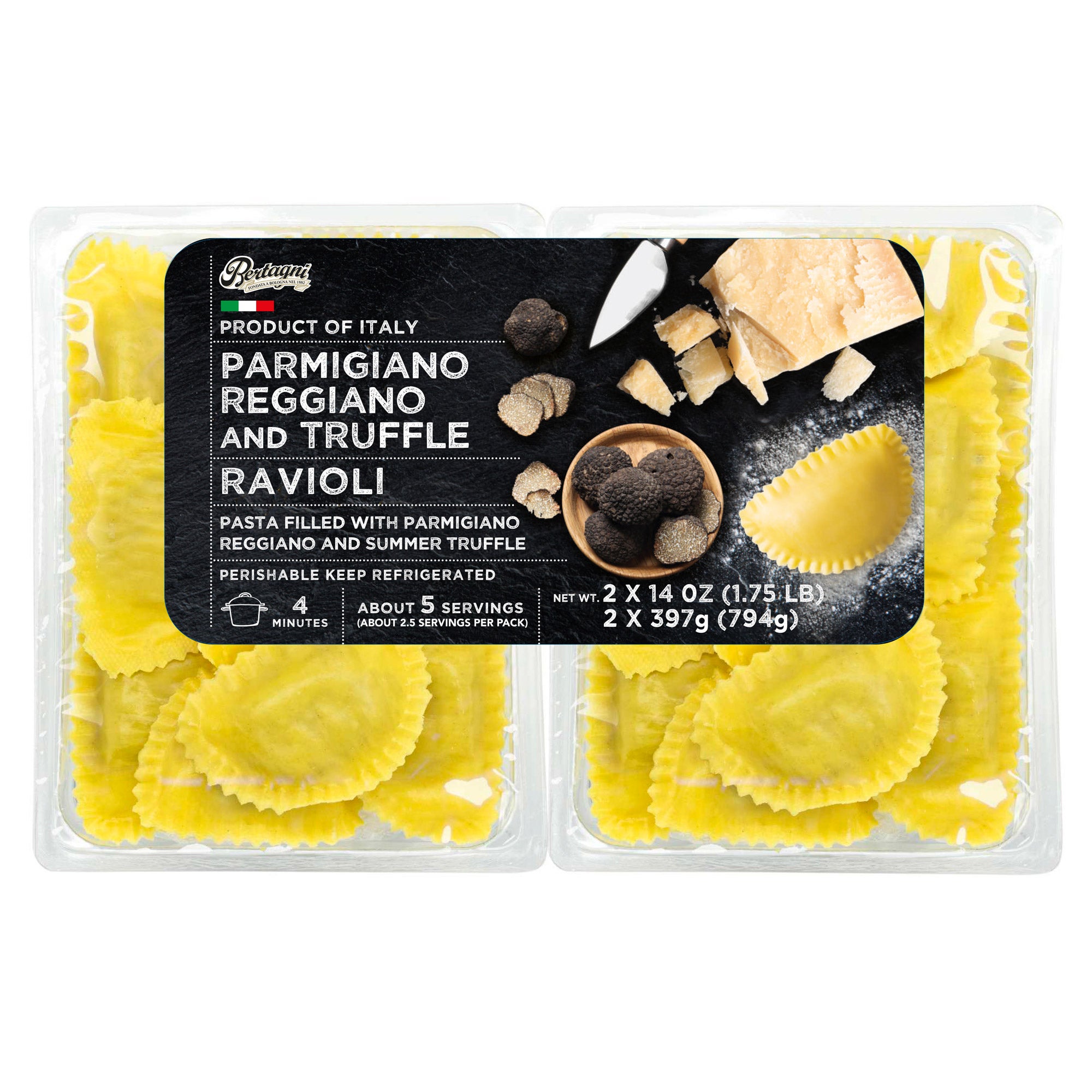 BERTAGNI RAVIOLI PARMESAN & TRUFFLE 2 PACK 14 OUNCES EACH - Image 1