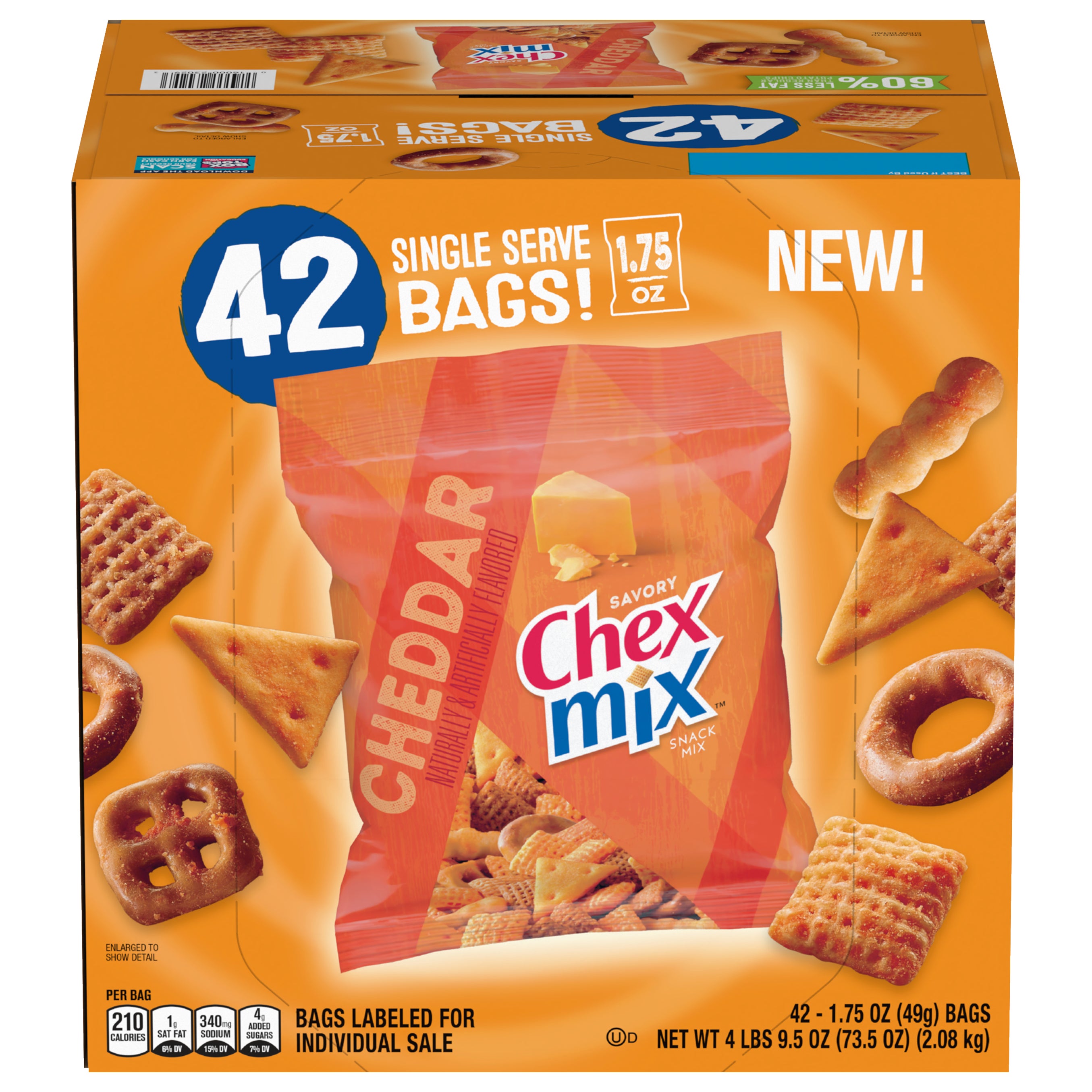 CHEX MIX CHEDDAR 42/1.75 OZ (4.95 LB)