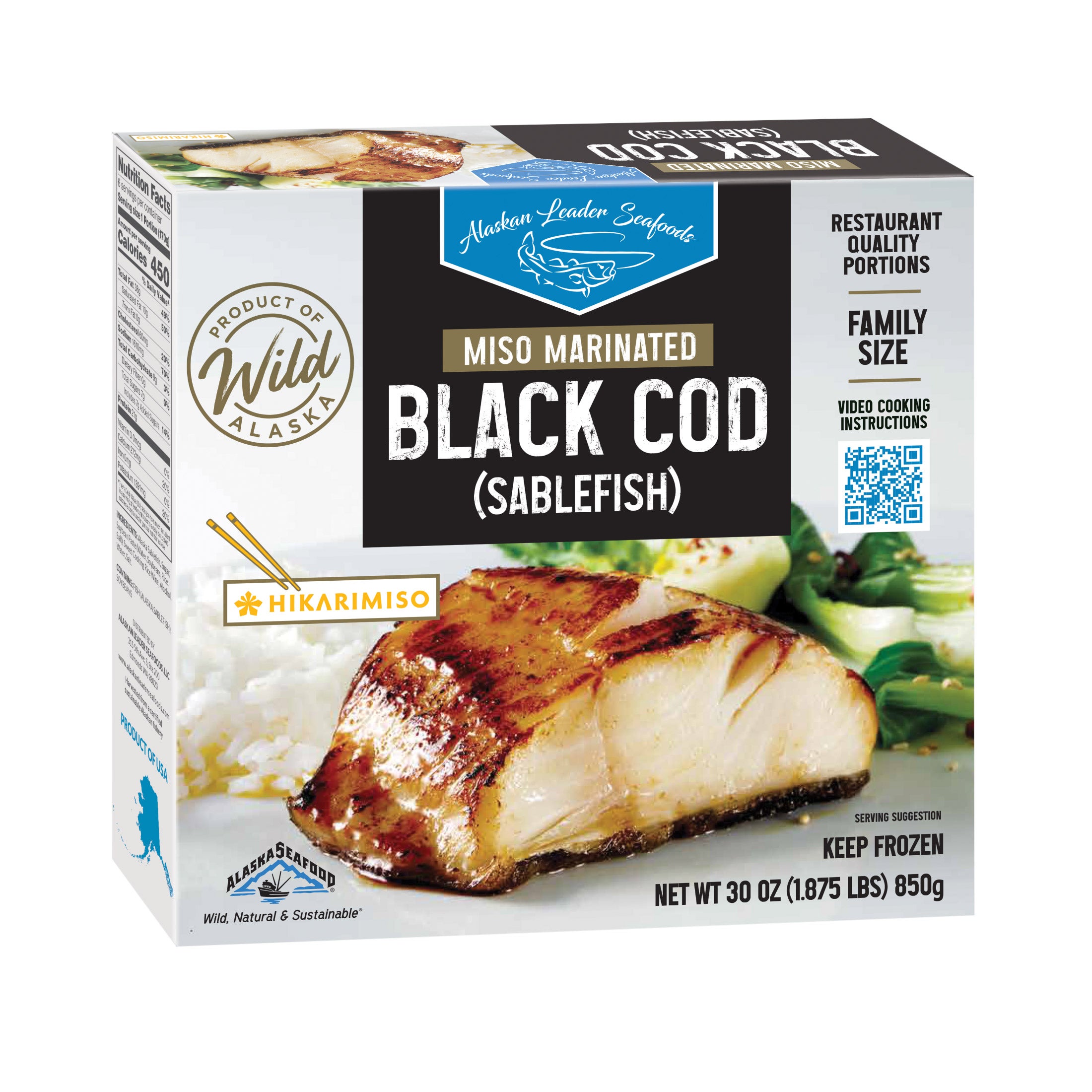 ALASKAN LEADER SEAFOOD MISO MARINATED COD 30 OZ (1.87 LB)
