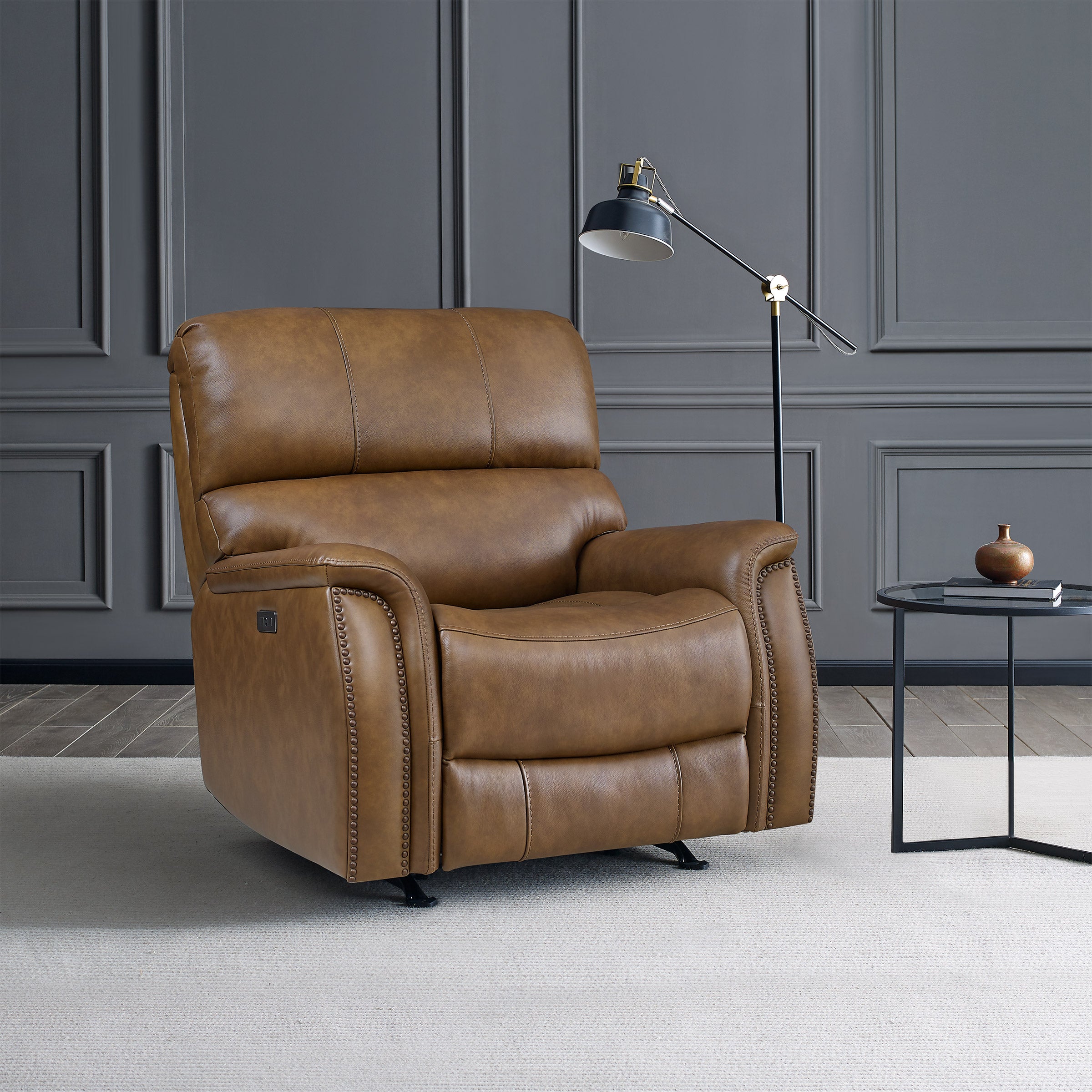 BARCALOUNGER PRESLEY LEATHER POWER RECLINER WITH POWER HEADREST