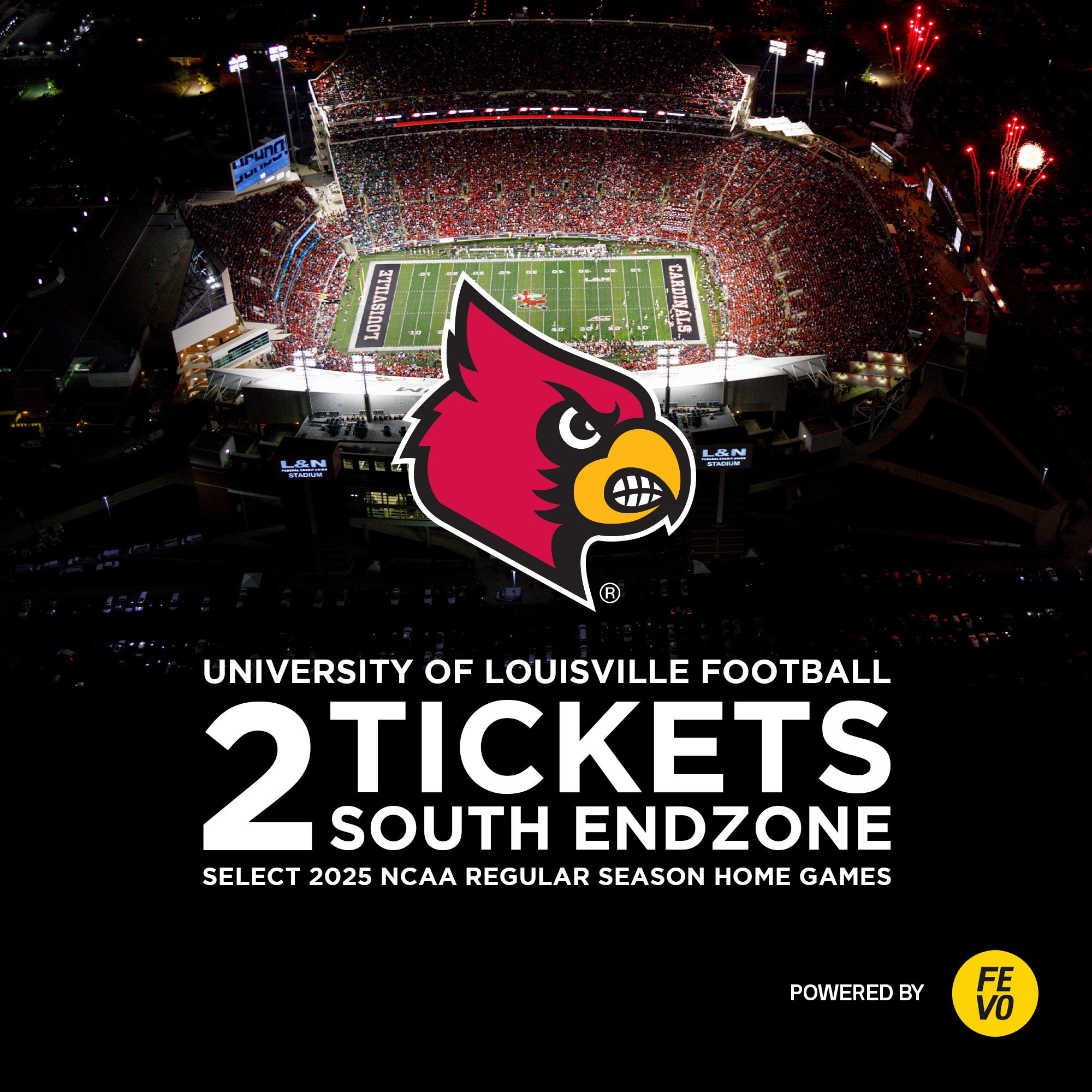 LOUISVILLE FOOTBALL 2 SOUTH ENDZONE TICKET ITEM IS NON-REFUNDABLE