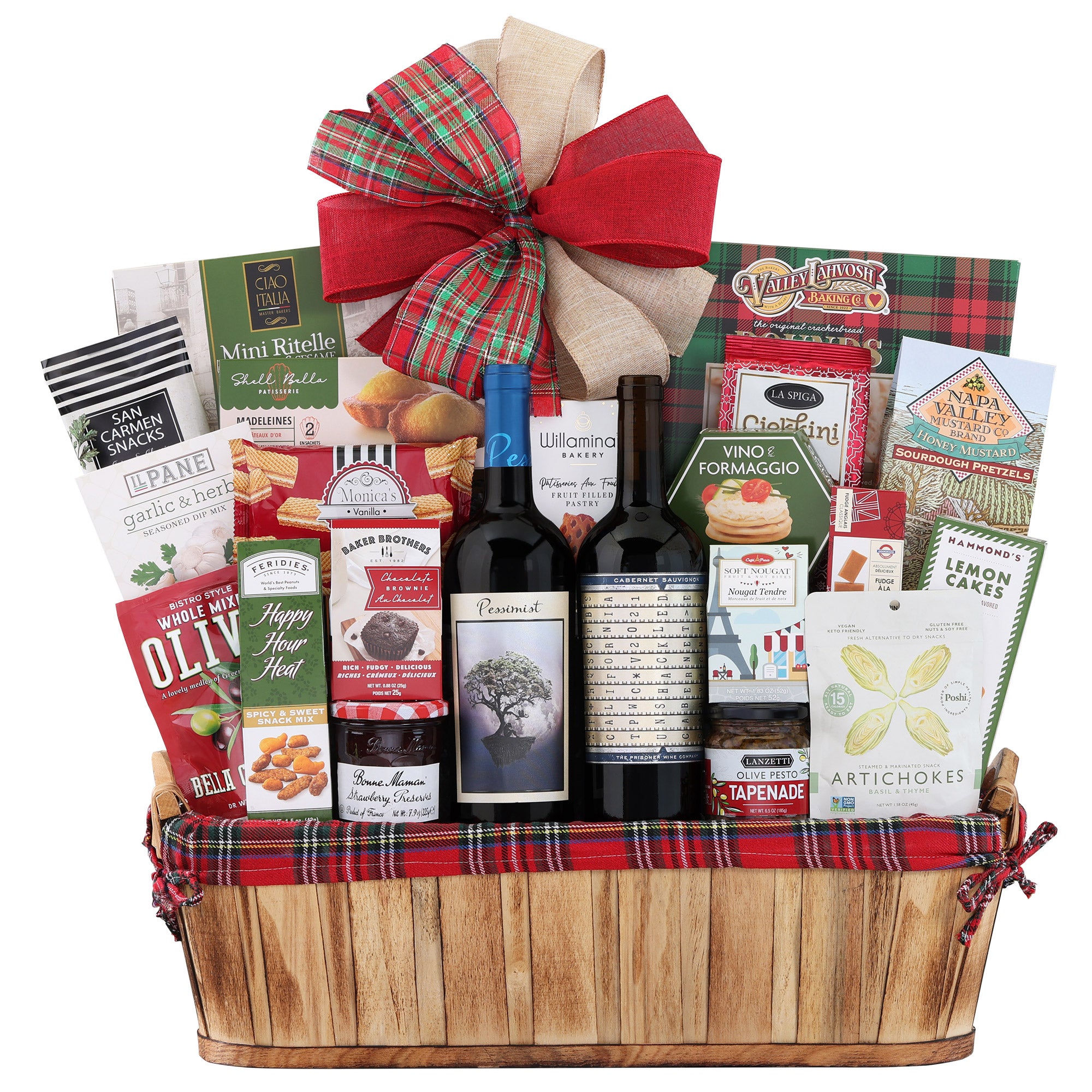 HOLIDAY 2 BOTTLE RED WINE GIFT BASKET - Image 1