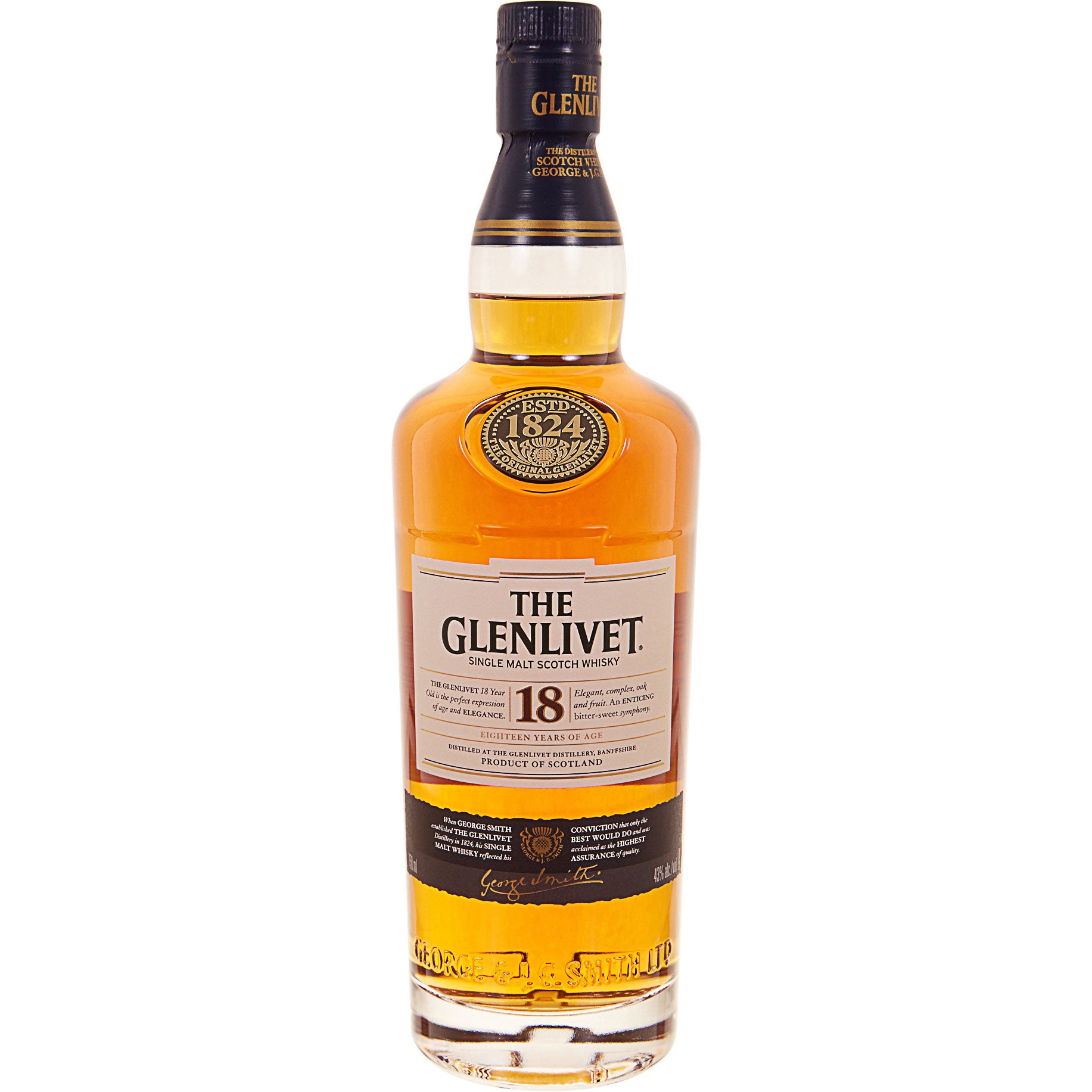 THE GLENLIVET 18Y SINGLE MALT SCOTCH SCOTLAND 750 ML