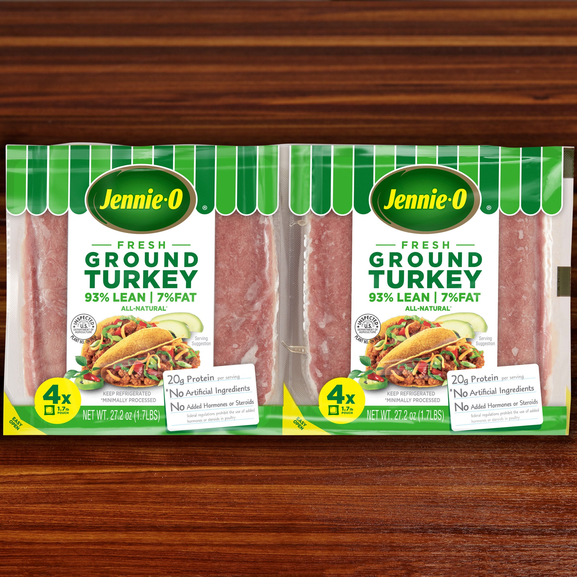 FRESH GROUND TURKEY 93% LEAN / 7% FAT 4 - 1.67 LB UNITS