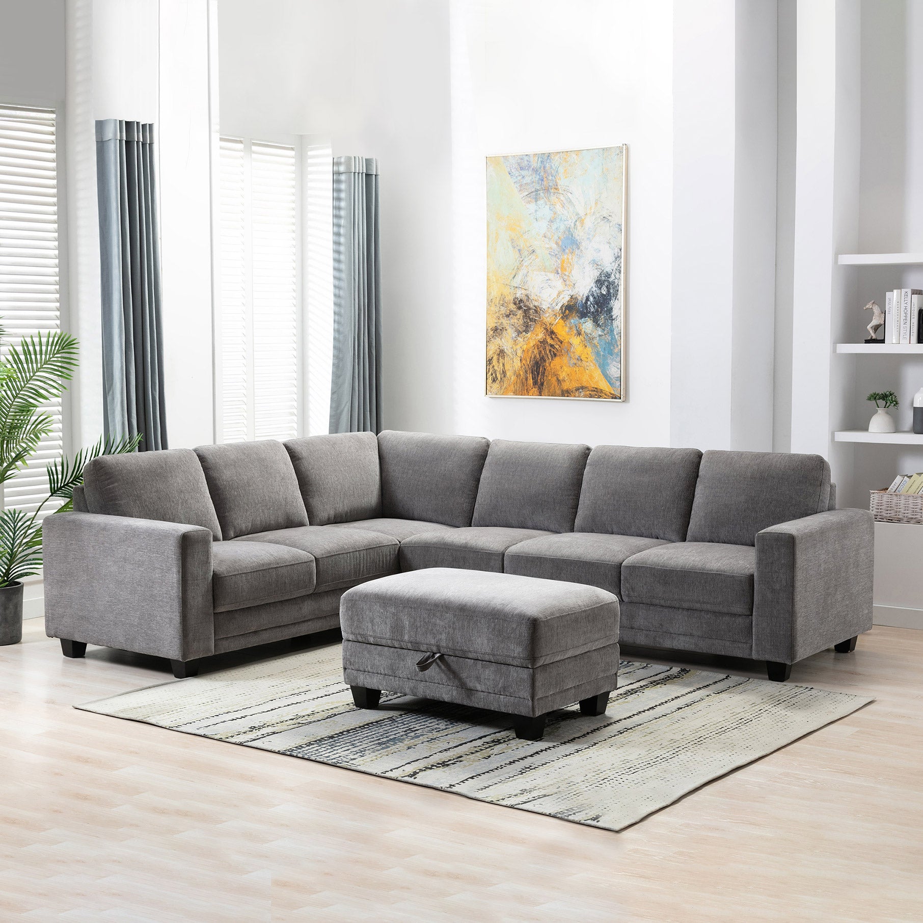SANTANA FABRIC SECTIONAL WITH OTTOMAN