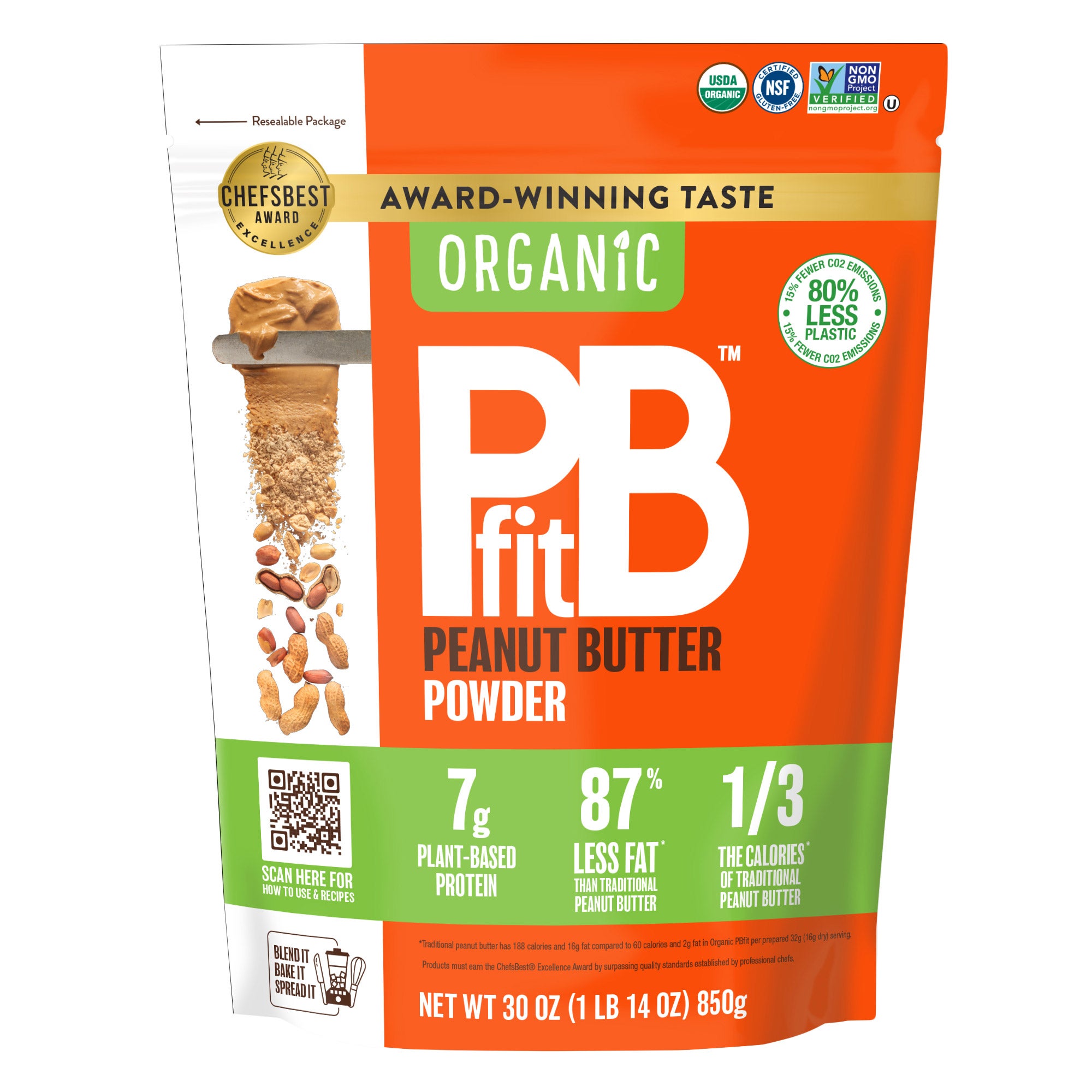 PB FIT ORGANIC PEANUT BUTTER POWDER 30 OUNCE PACKAGE